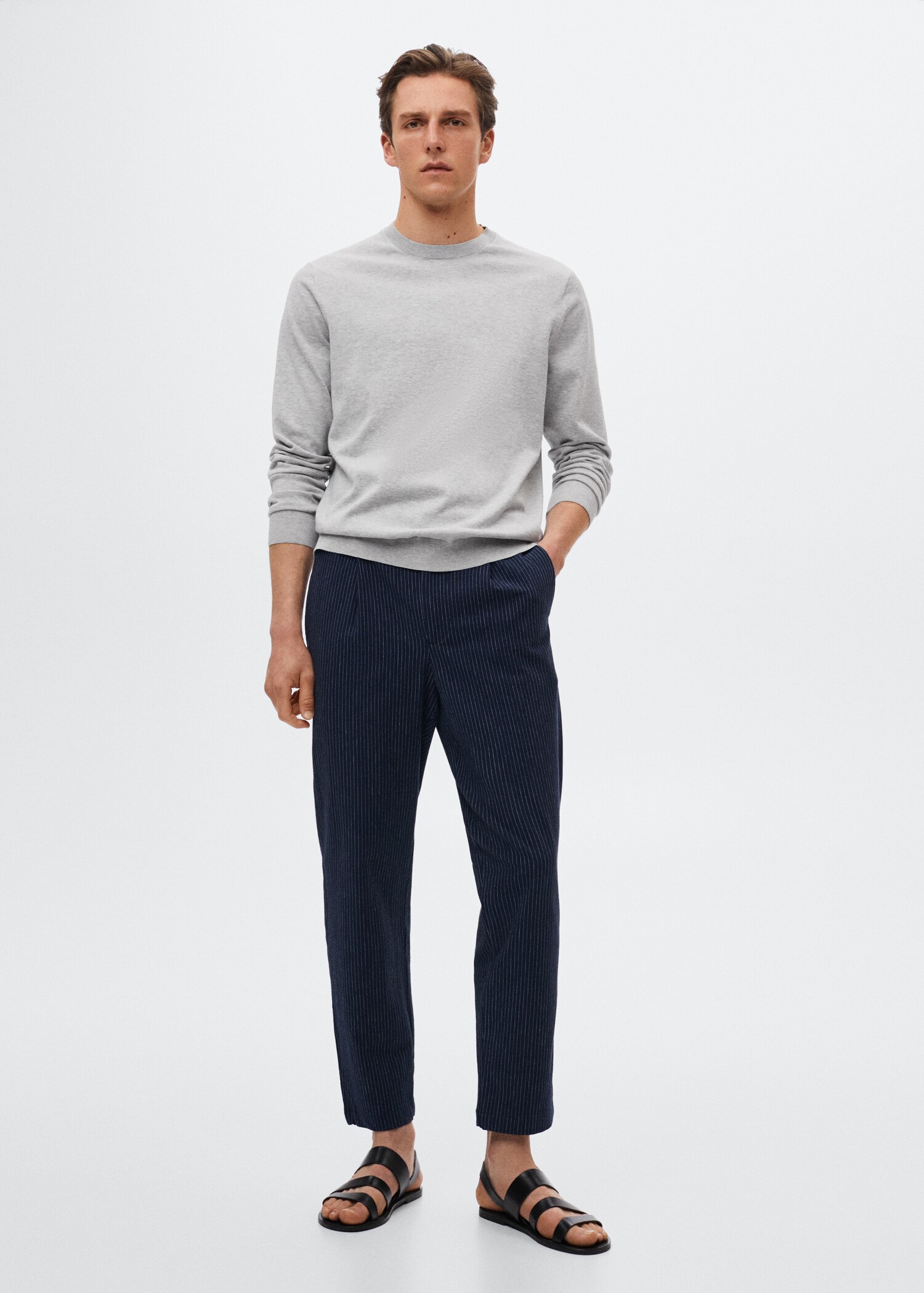 Seersucker-effect pleated trousers - General plane