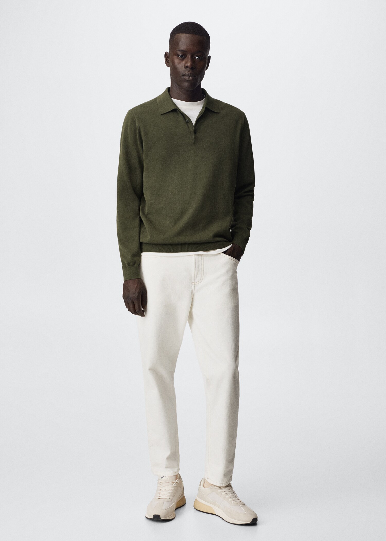 Long-sleeved cotton jersey polo shirt - General plane