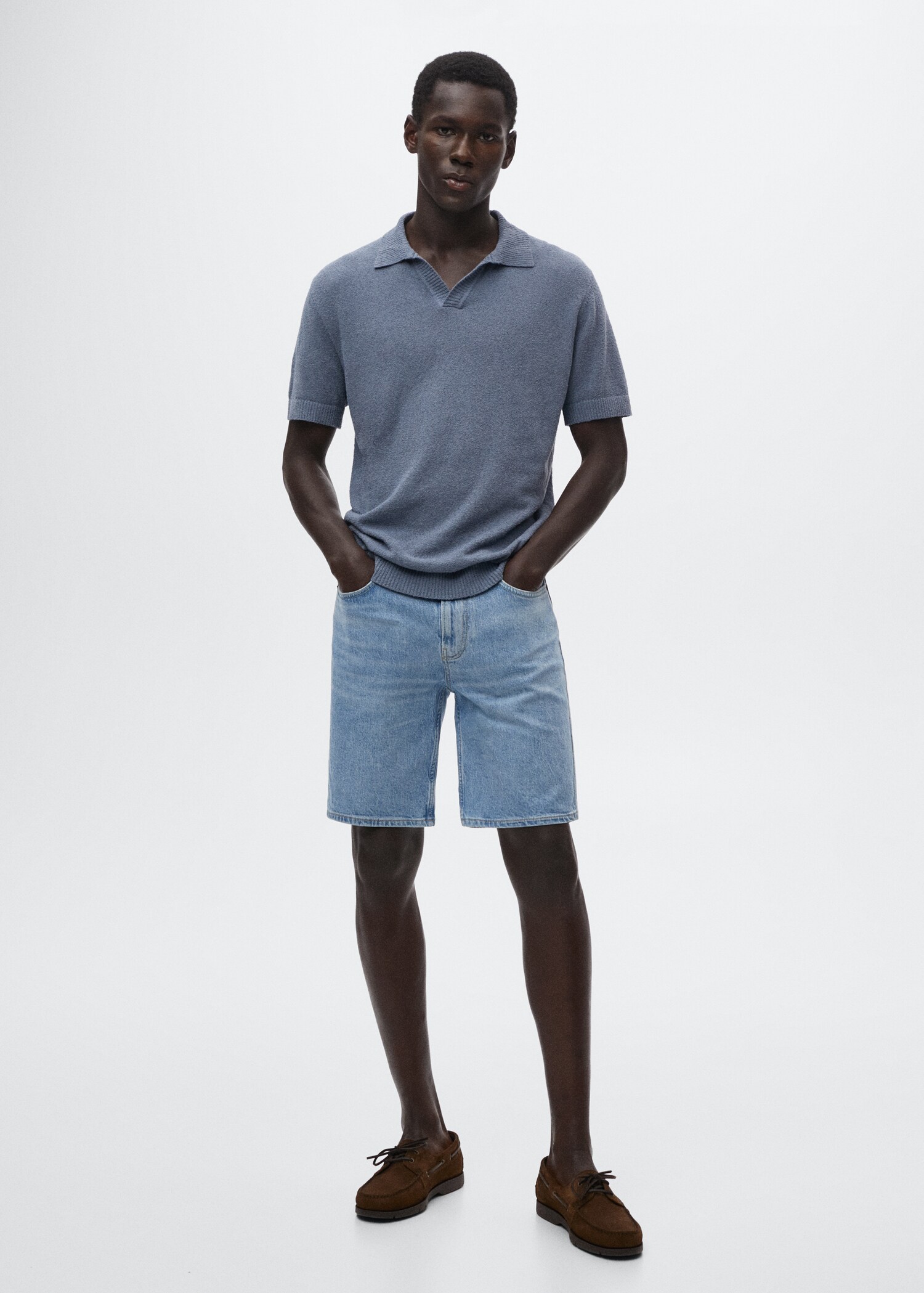 Regular-fit denim bermuda shorts - General plane