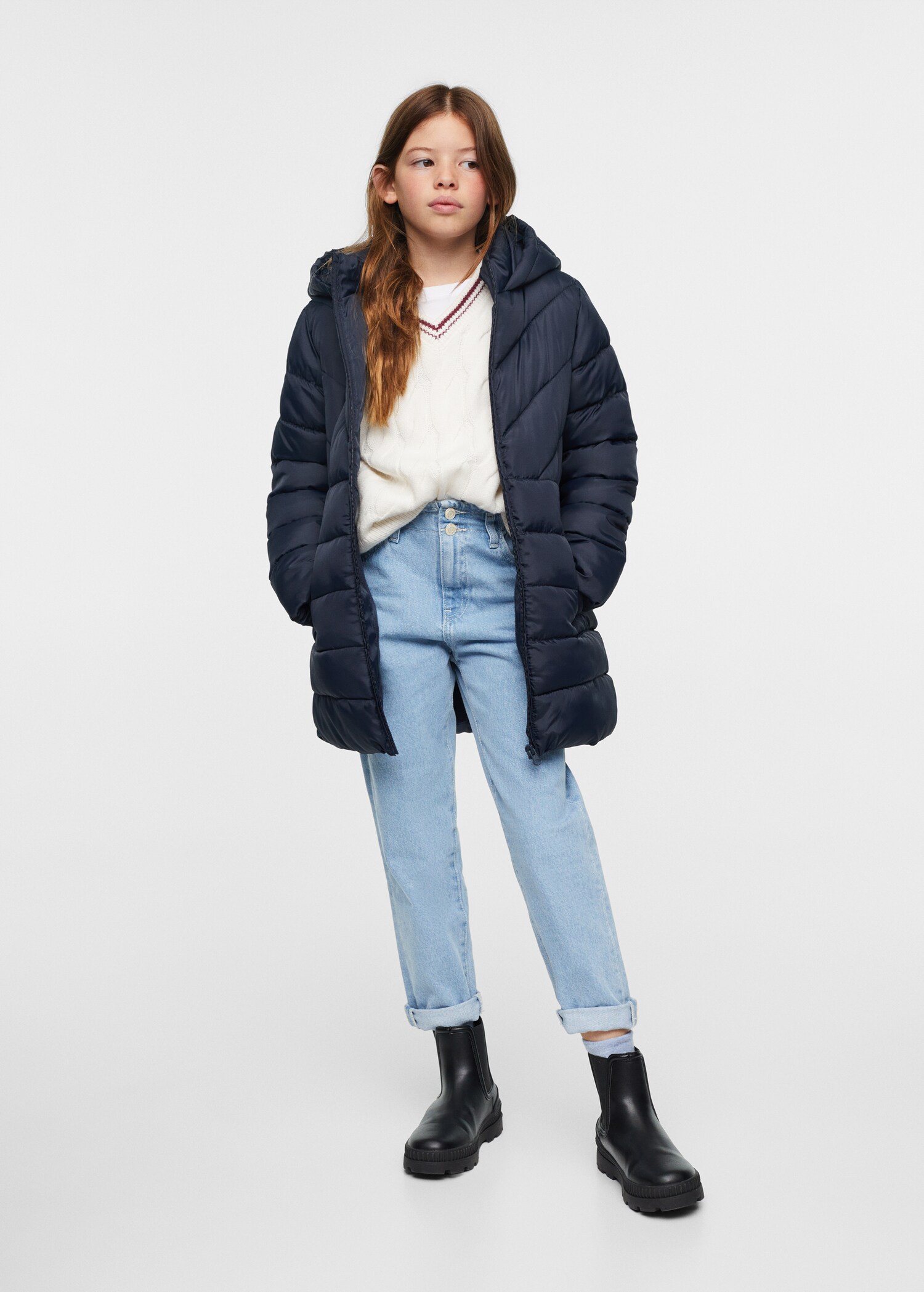 Quilted long coat - General plane