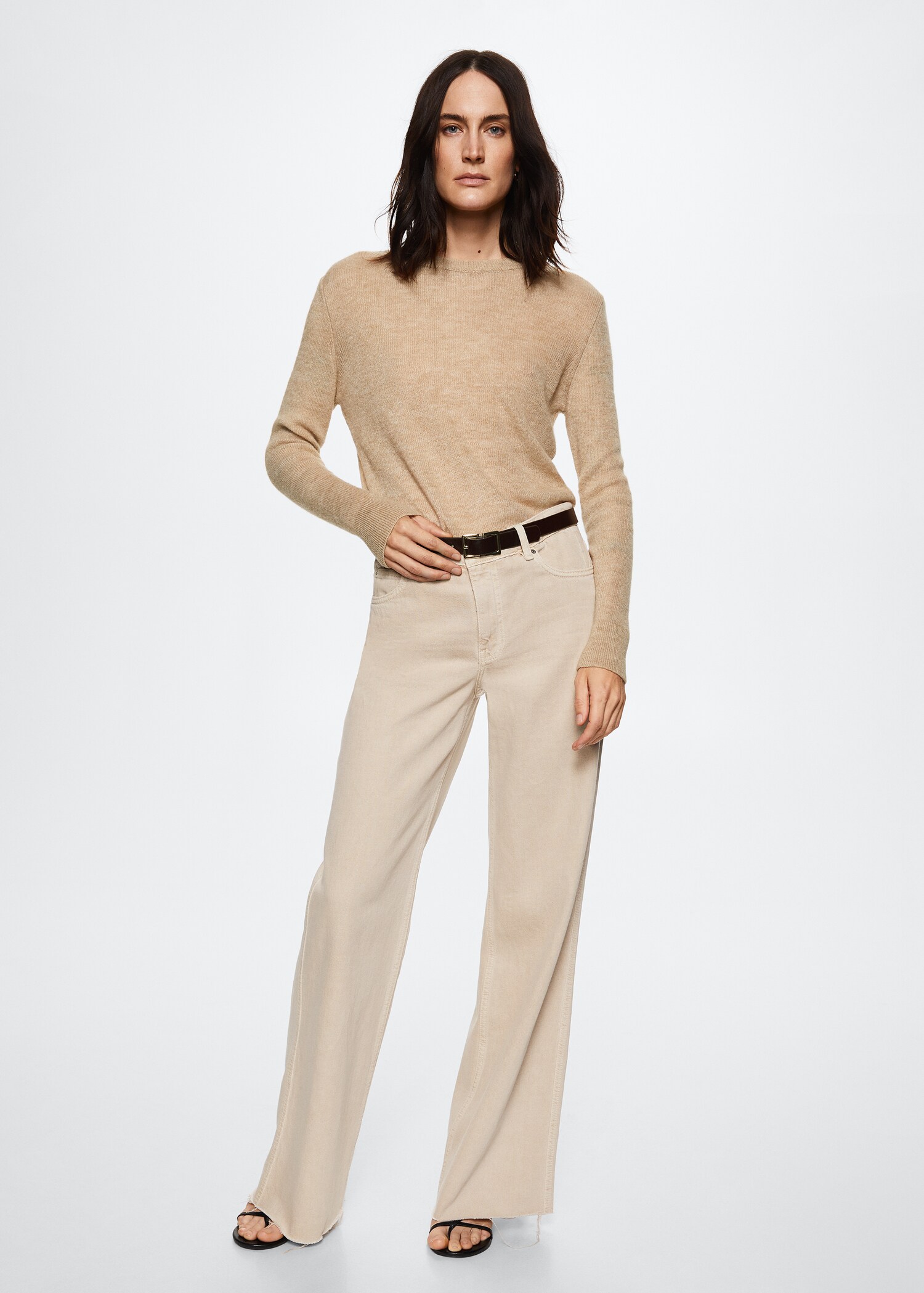 Cotton-linen round-neck knitted sweater - General plane