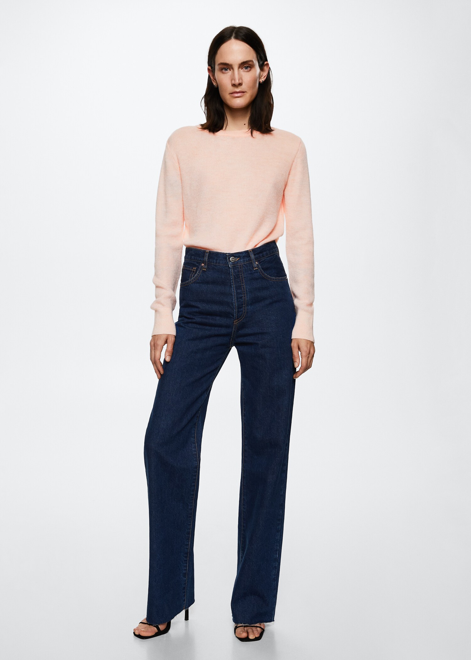 Cotton-linen round-neck knitted sweater - General plane