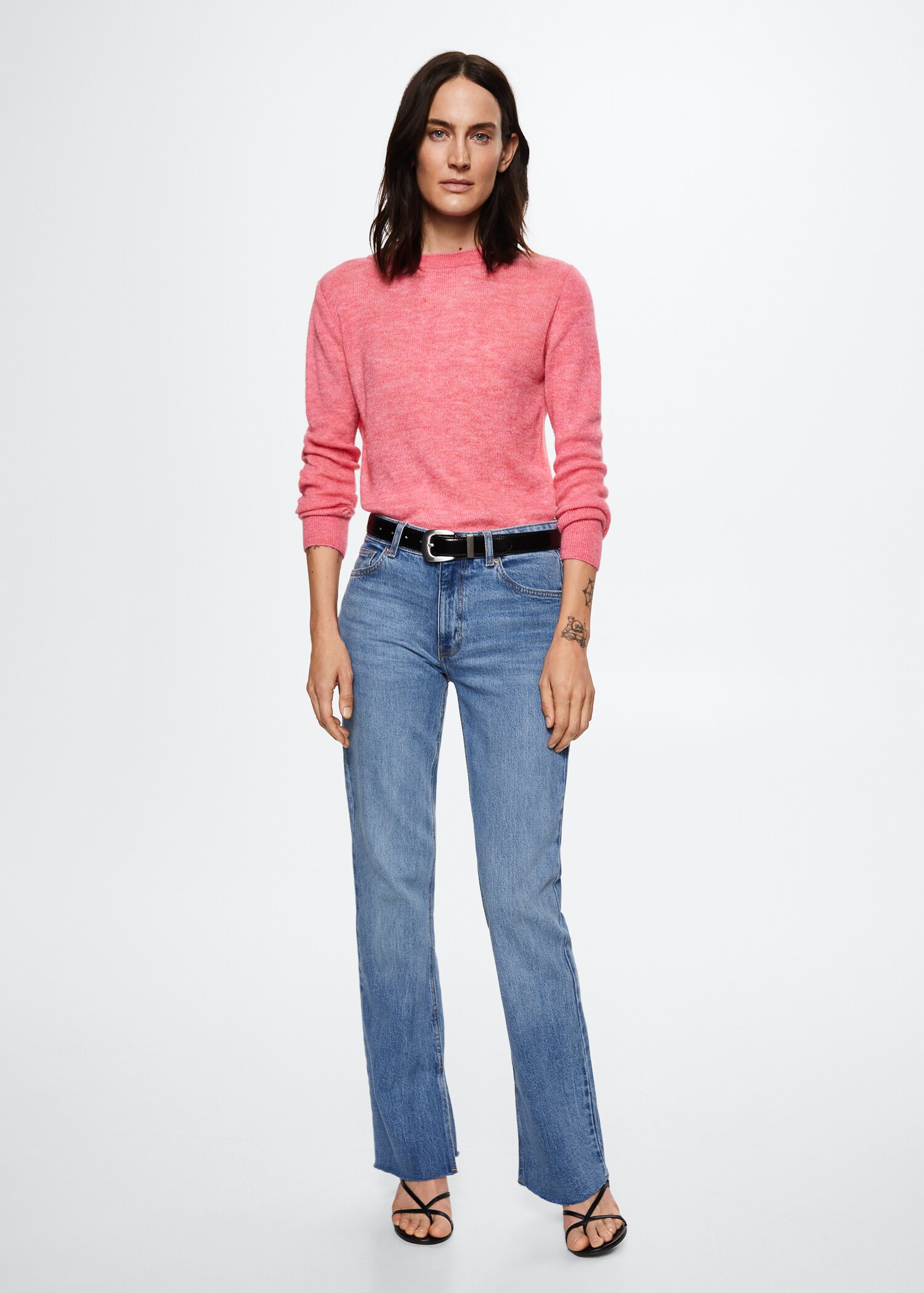 Cotton-linen round-neck knitted sweater - General plane