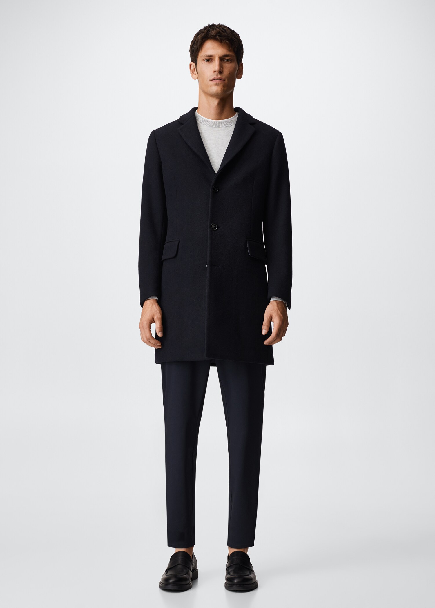 Long recycled wool coat - General plane