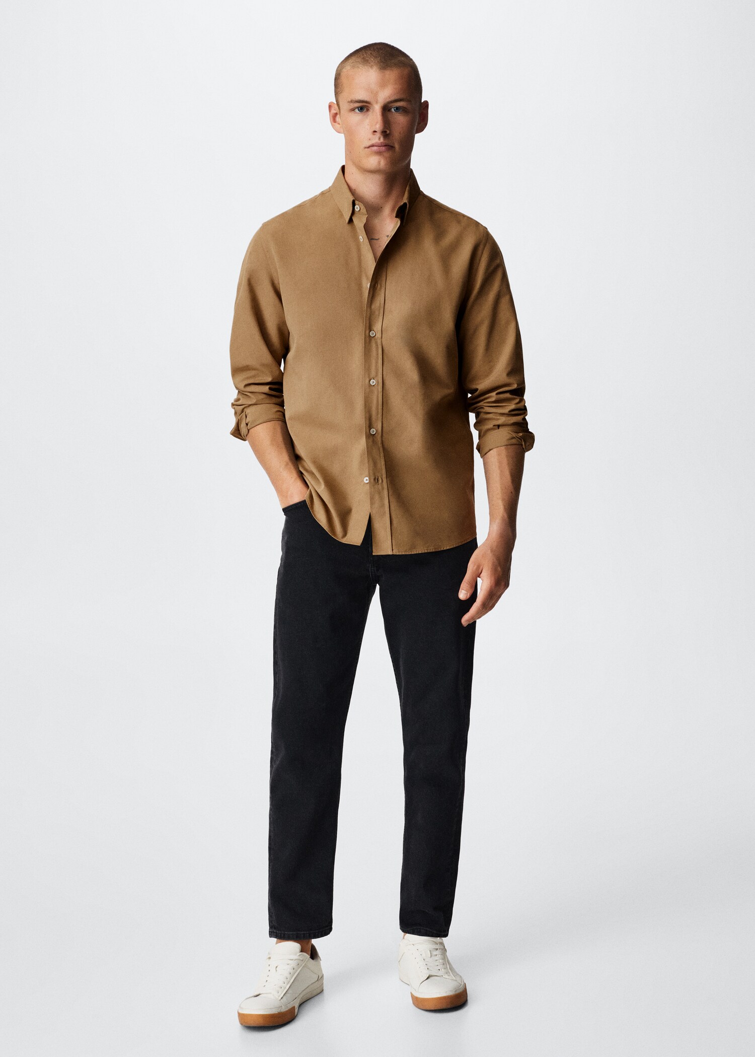 Regular-fit cotton lyocell shirt - General plane