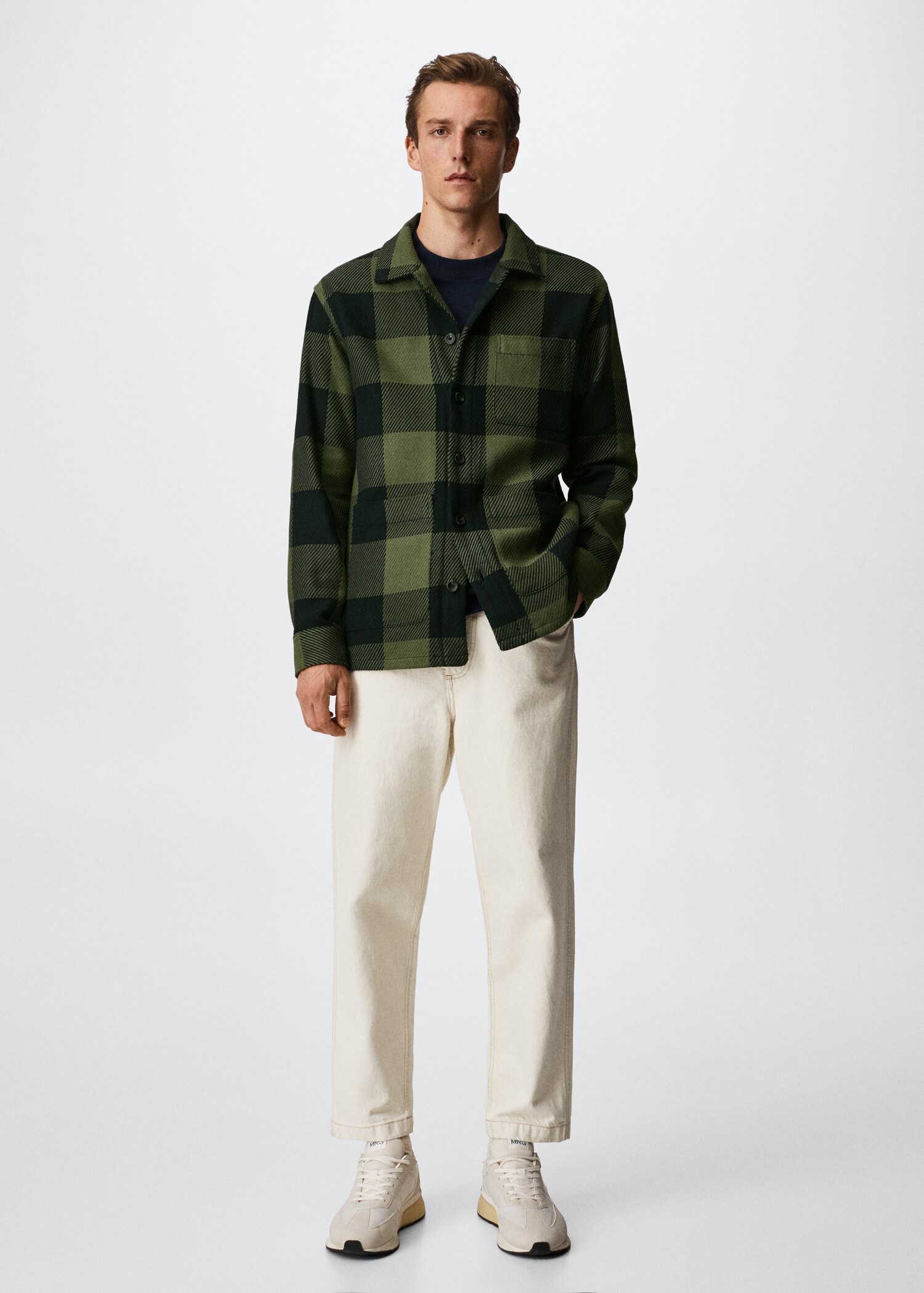 Check cotton overshirt - General plane