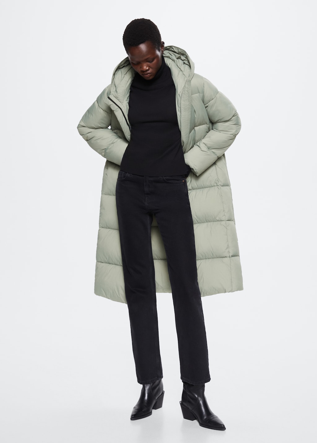 Quilted long coat