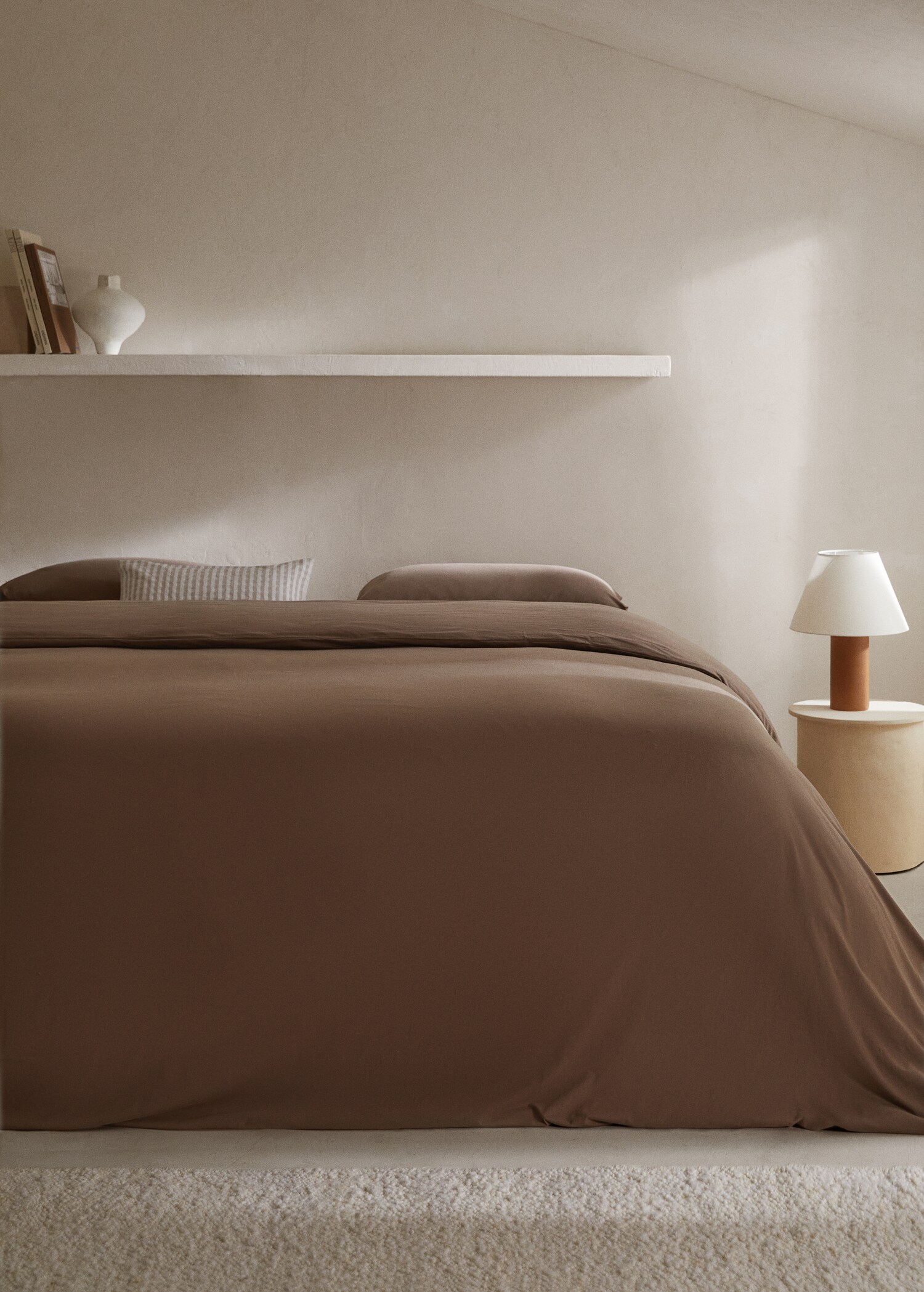 Cotton knit duvet cover 35.43 in bed - General plane