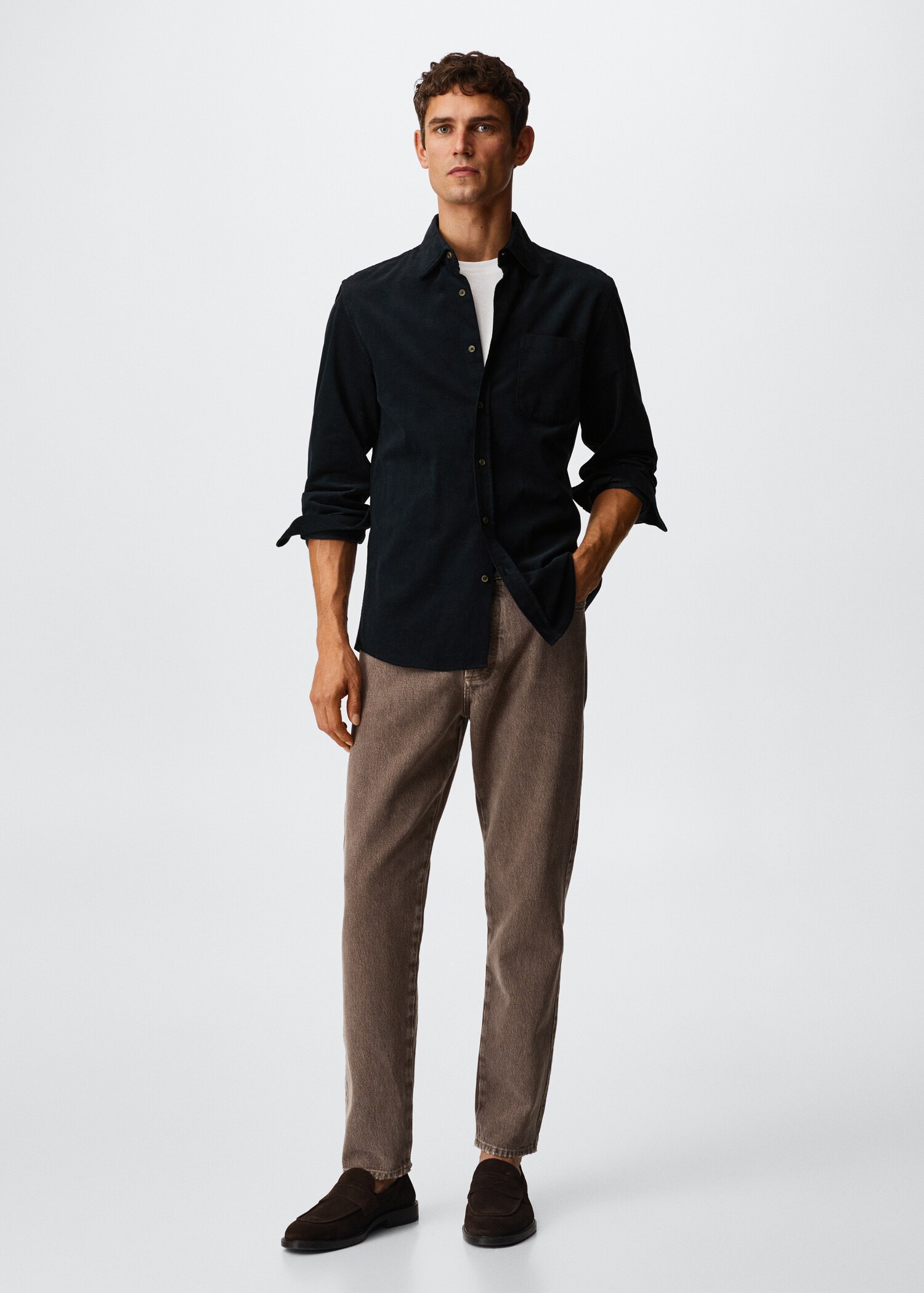 Regular fit micro corduroy shirt - General plane