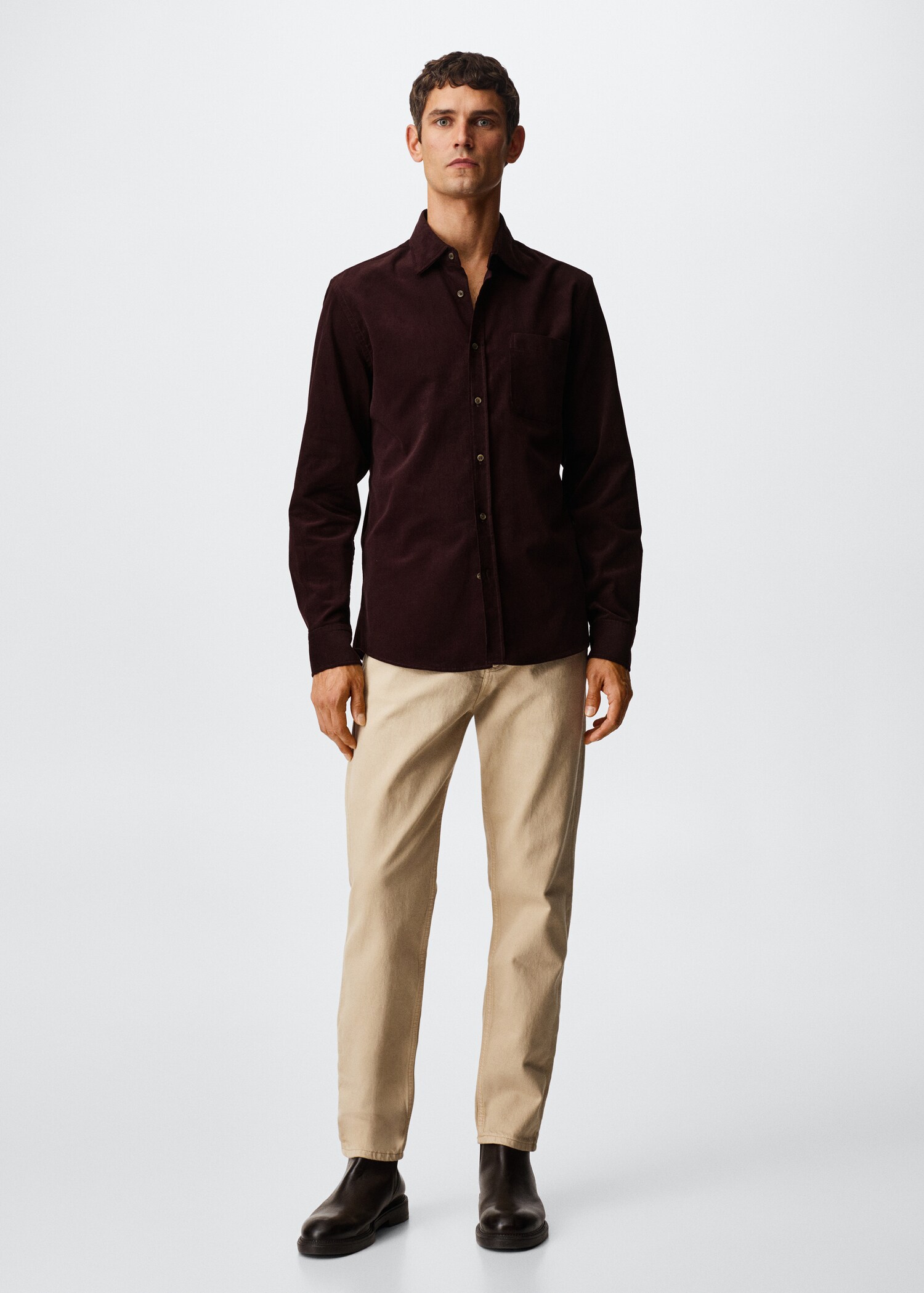Regular fit micro corduroy shirt - General plane