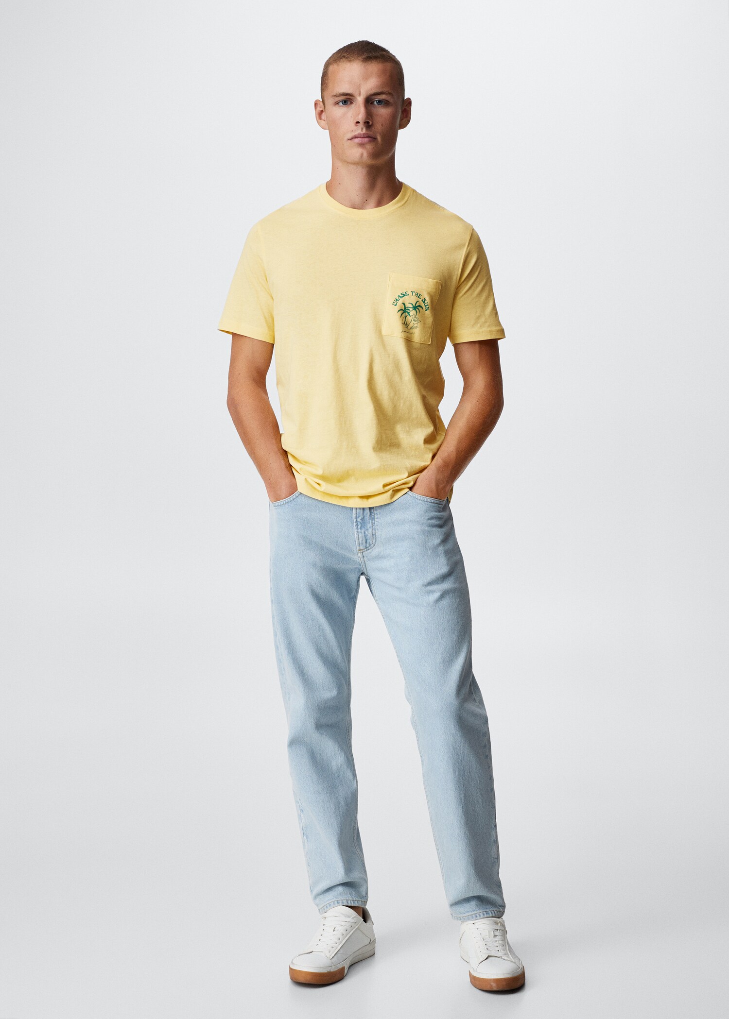 Pocket printed cotton t-shirt - General plane