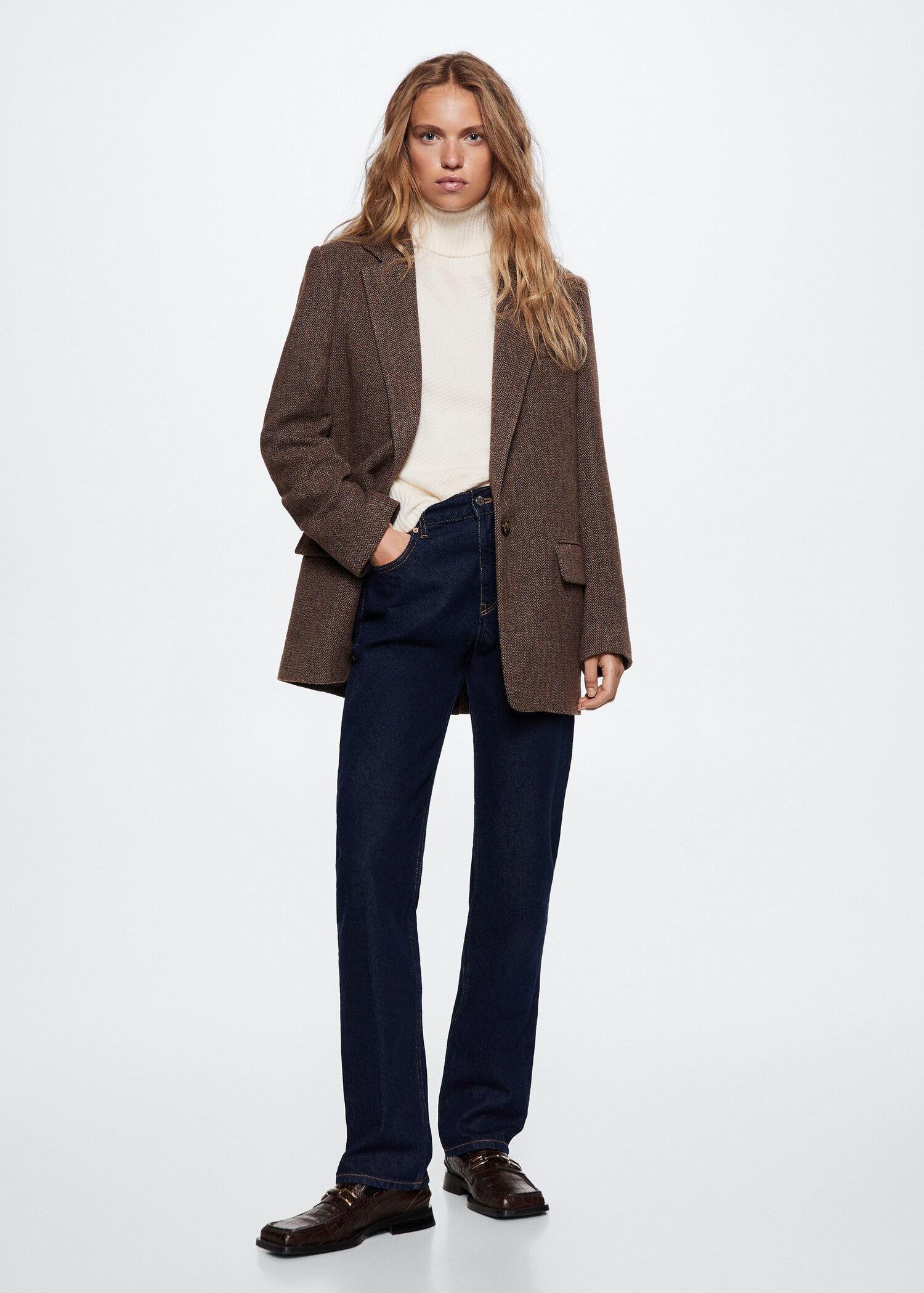 Herringbone suit blazer - General plane