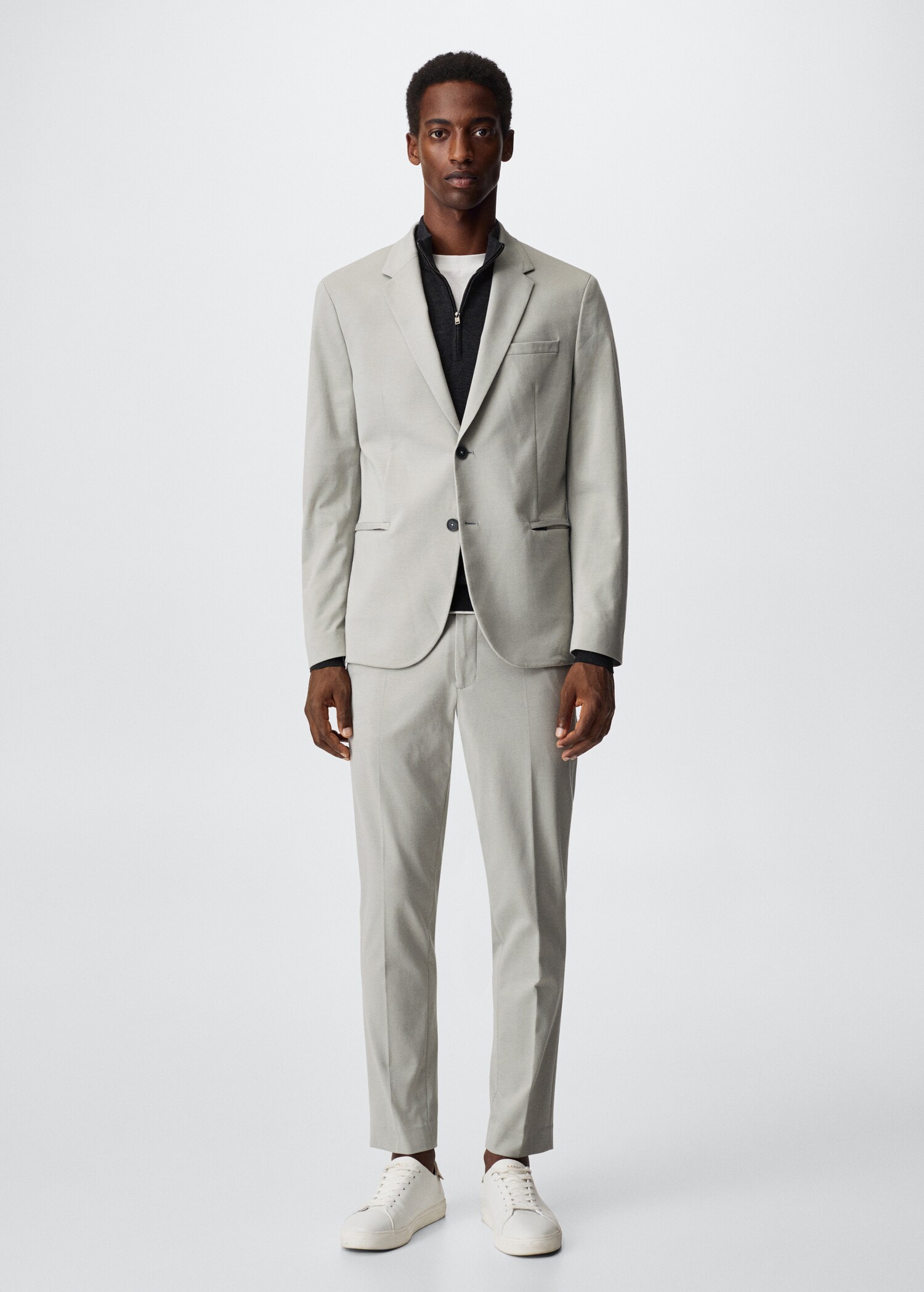 Slim-fit cotton suit trousers - General plane
