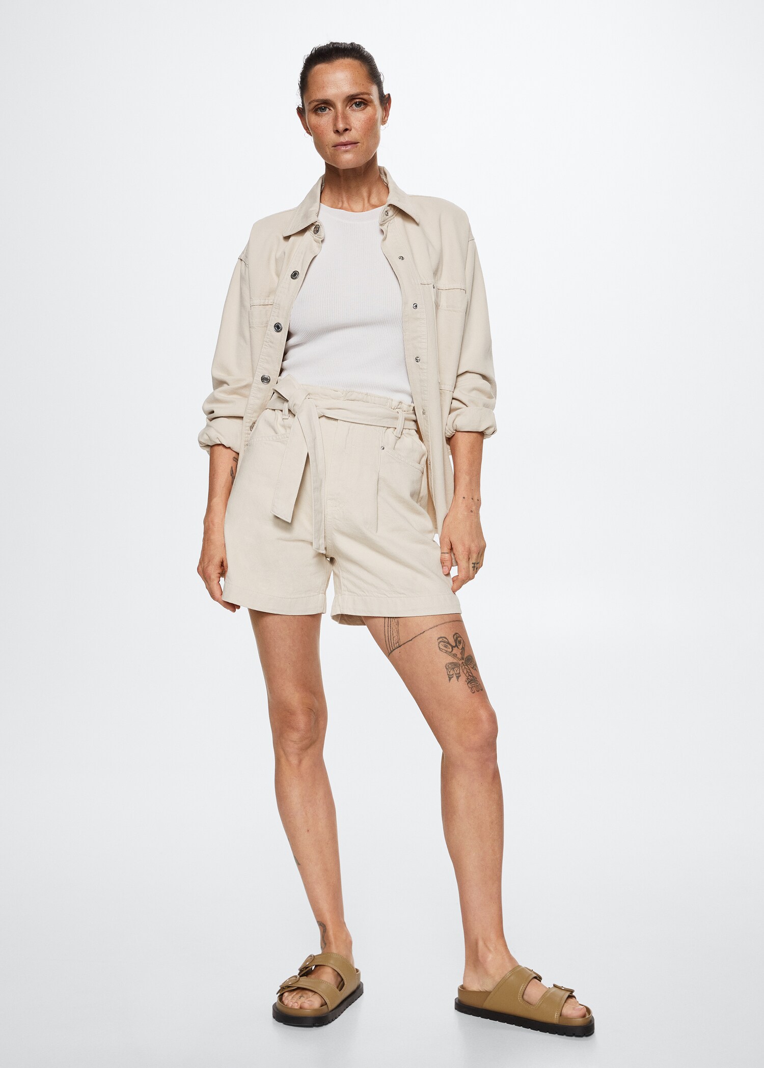 Paperbag denim shorts - General plane