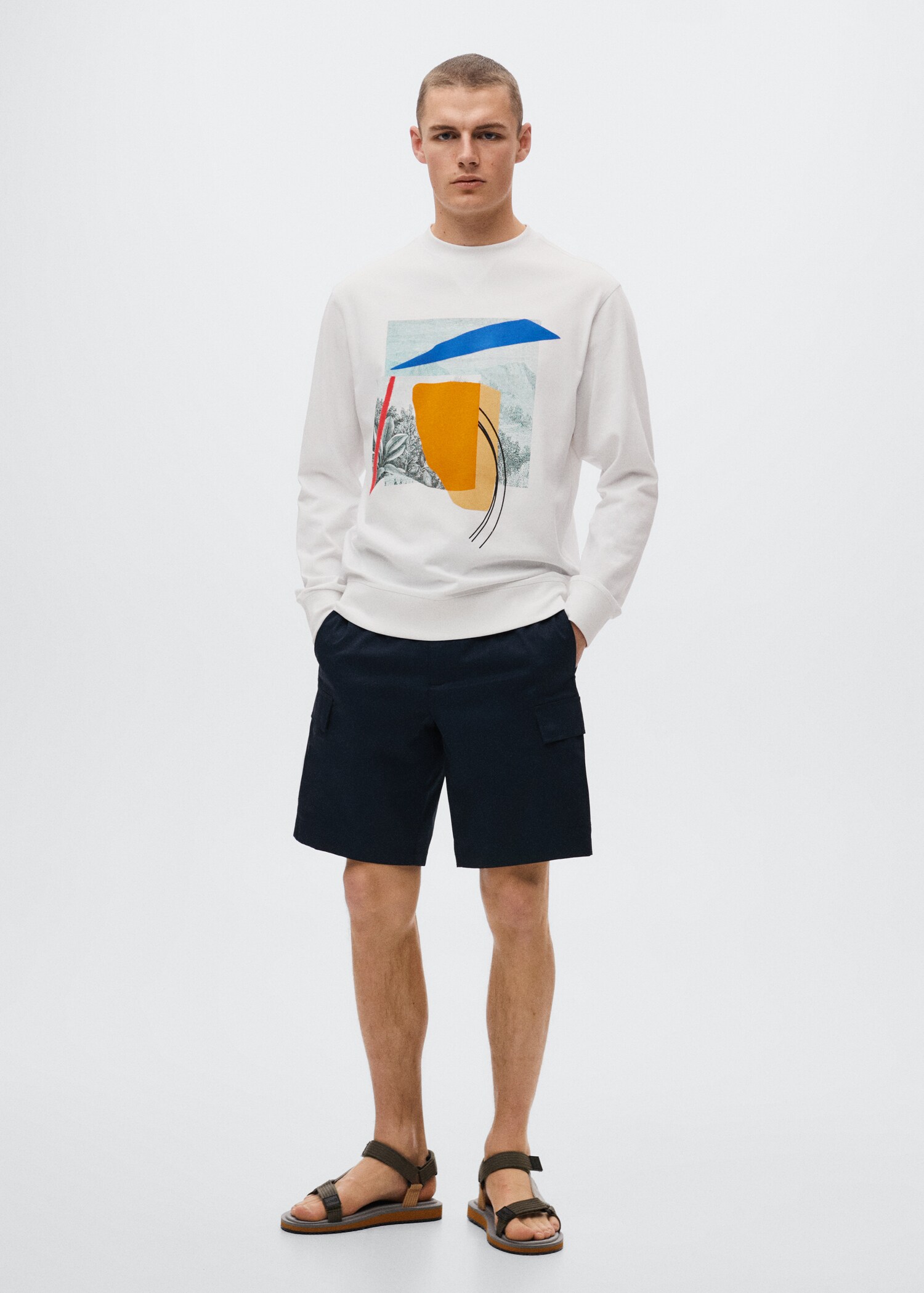 Gemustertes Baumwoll-Sweatshirt - Allgemeine Ansicht