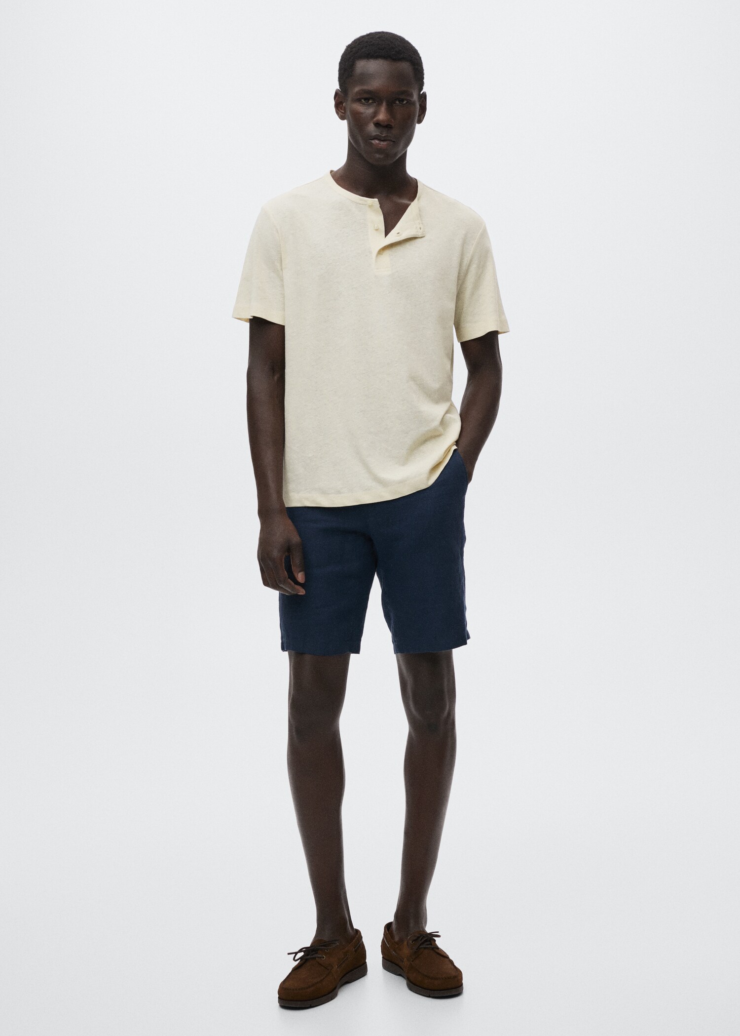 Henley linen-blend T-shirt - General plane