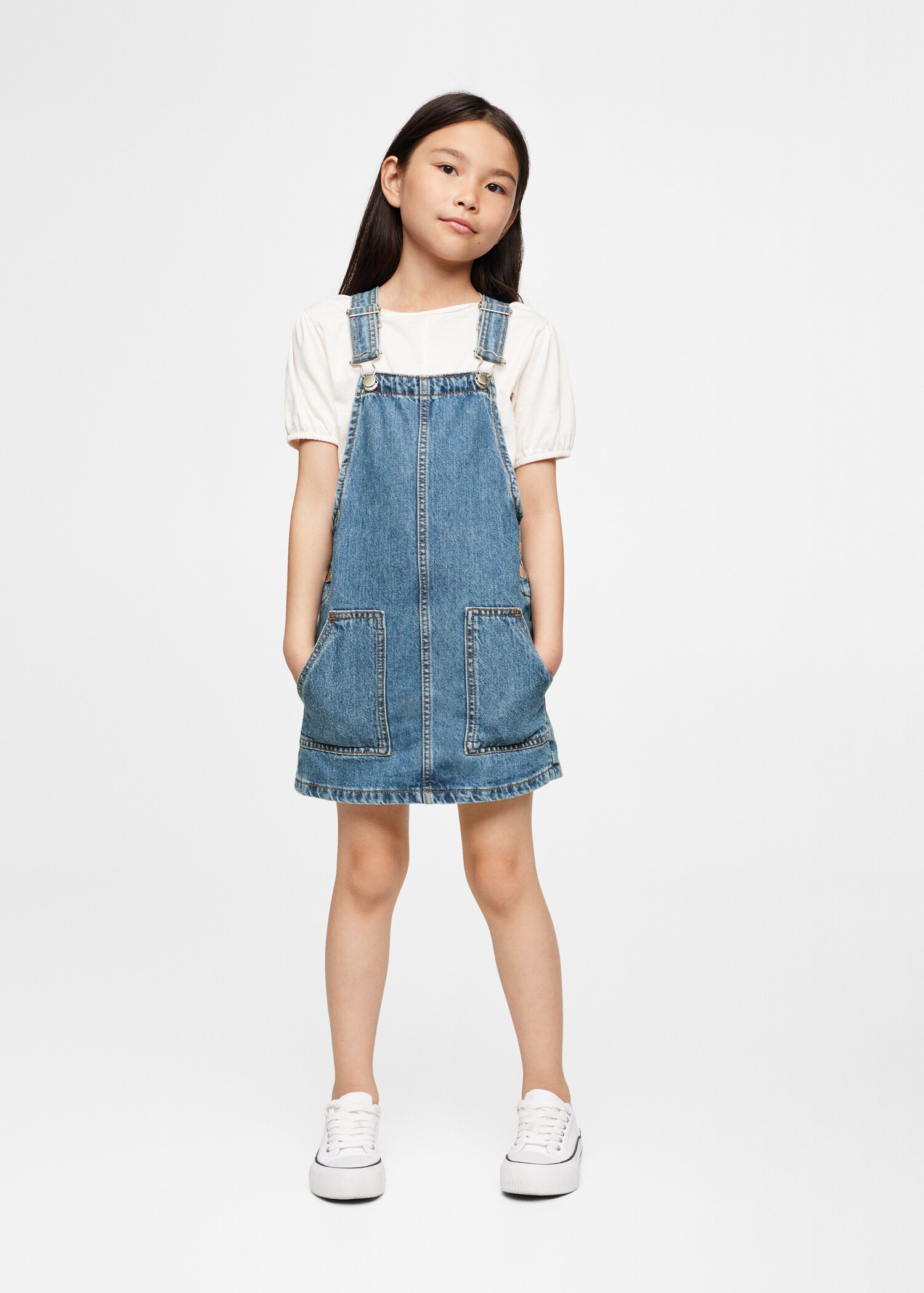 Short denim pinafore - General plane