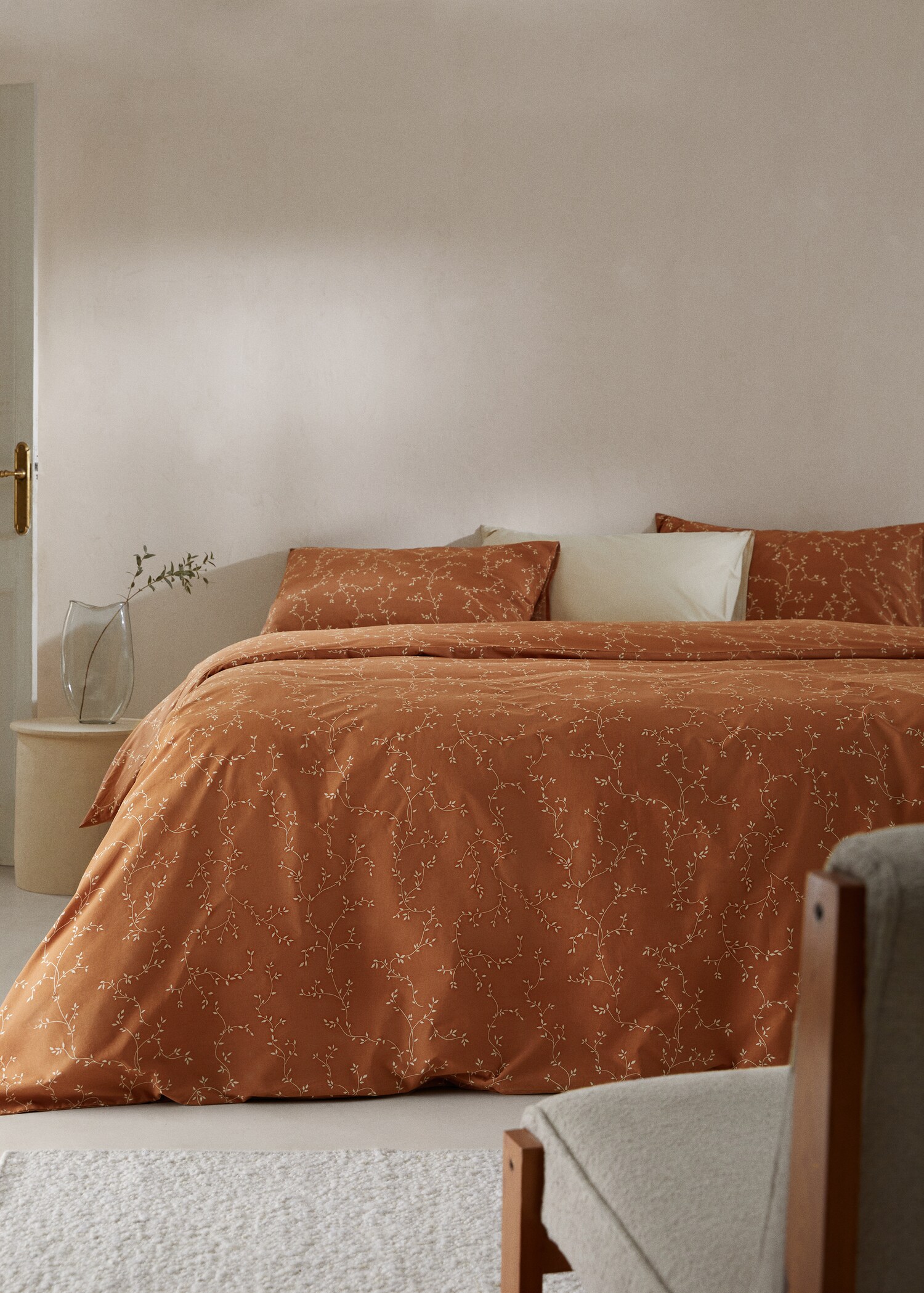 Floral embroidered duvet cover single bed - General plane