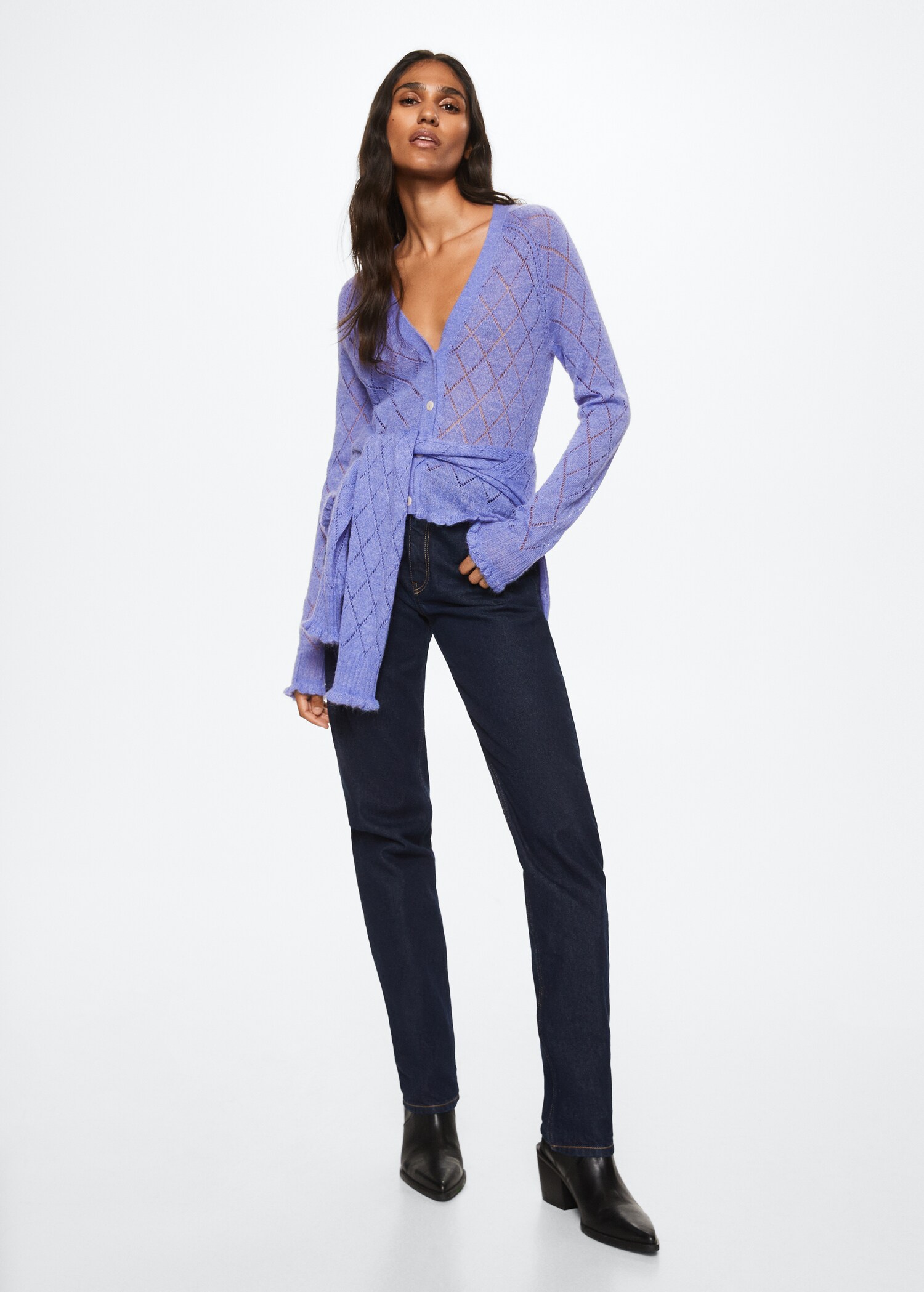 Openwork knit cardigan - General plane