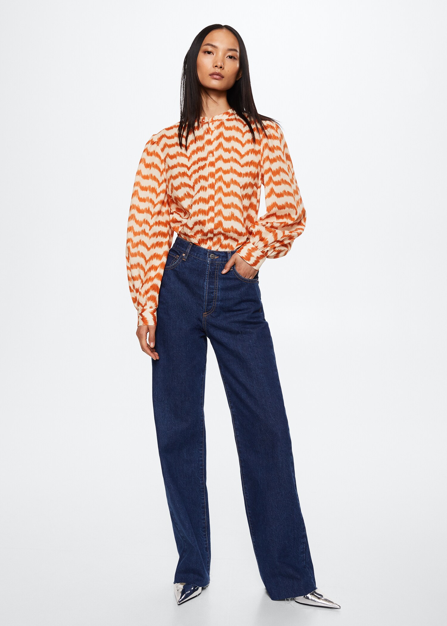 Printed cotton blouse - General plane