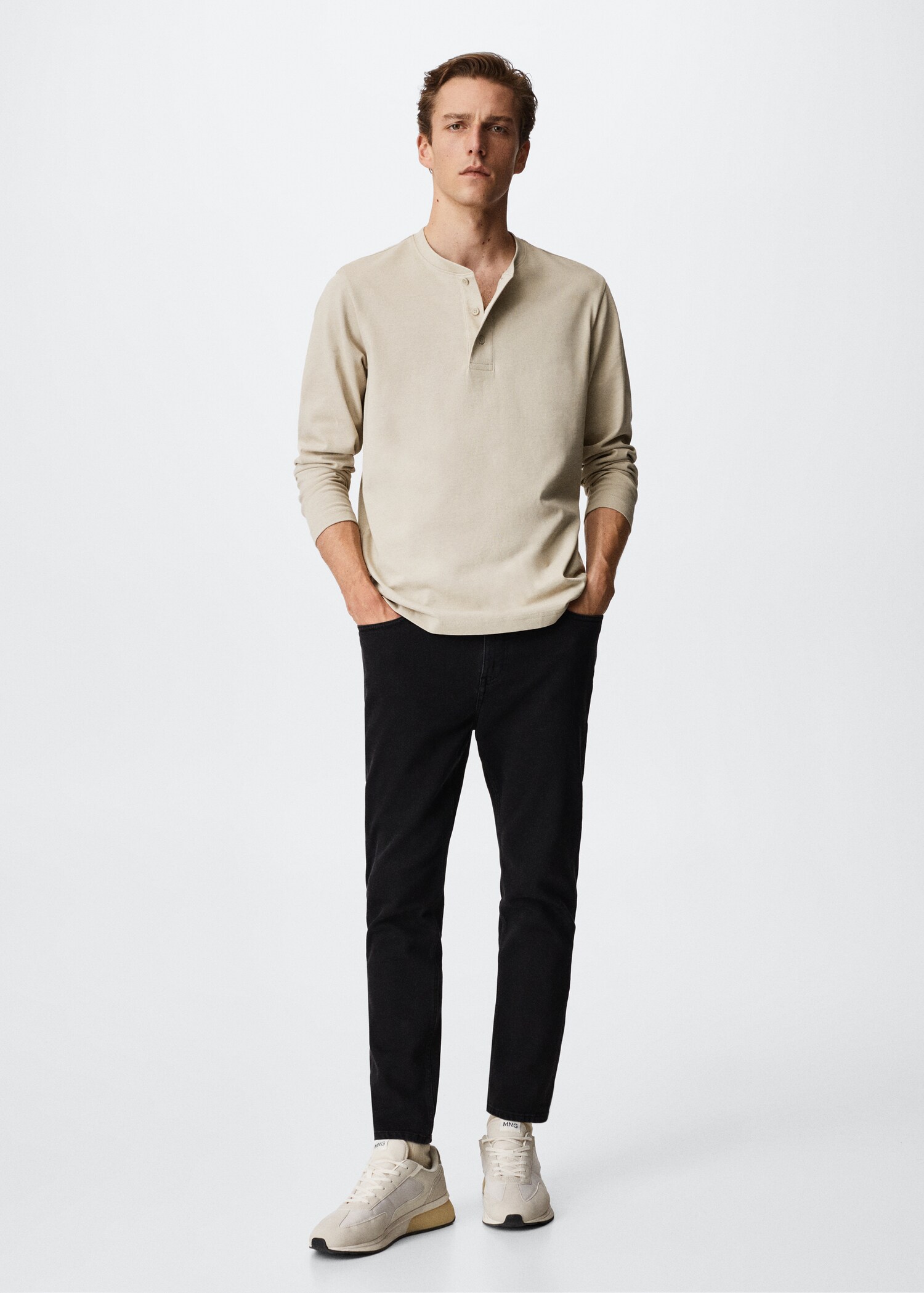 Henley collar long-sleeved t-shirt - General plane