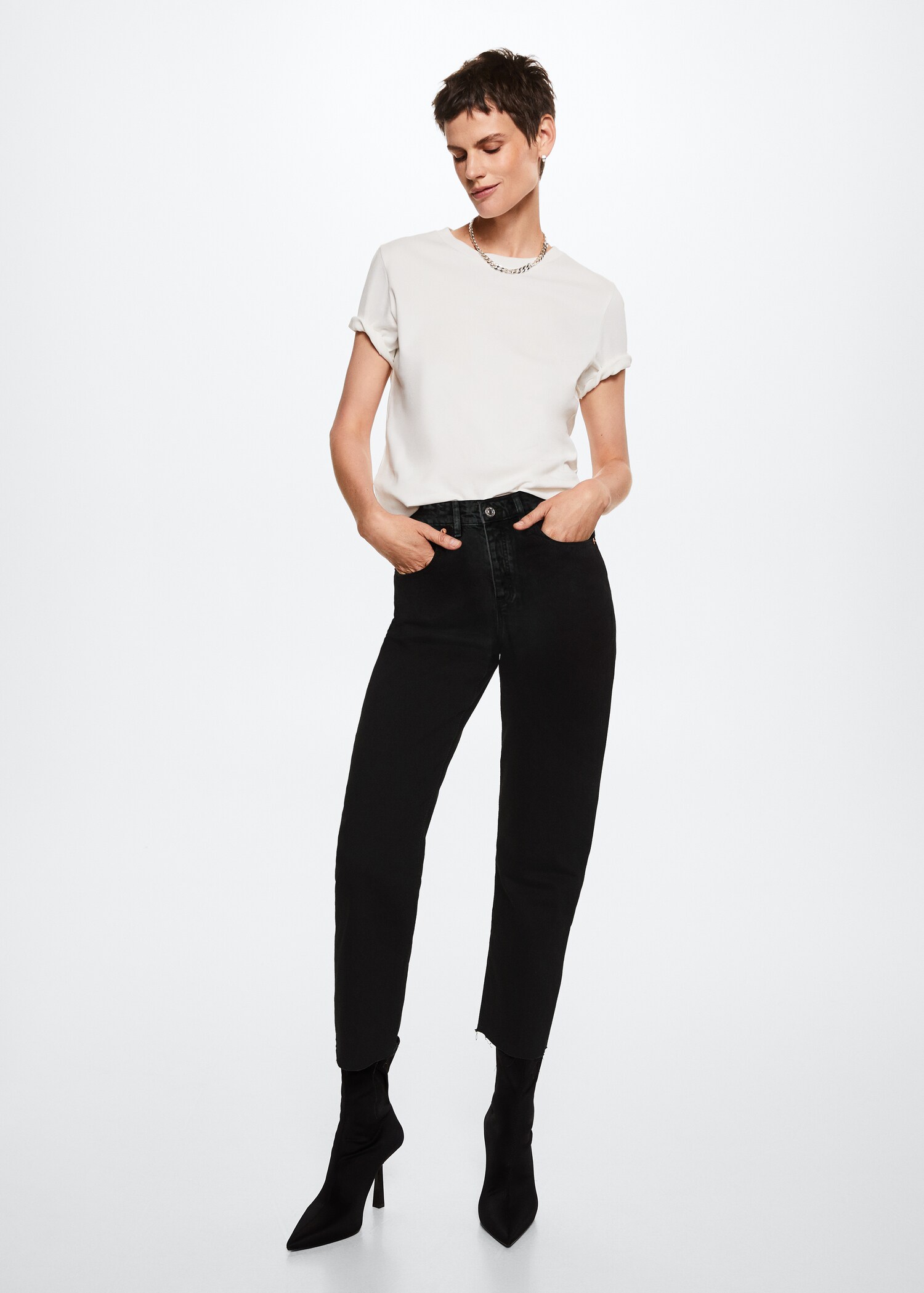 Jeans rectos tiro alto crop - Plano general