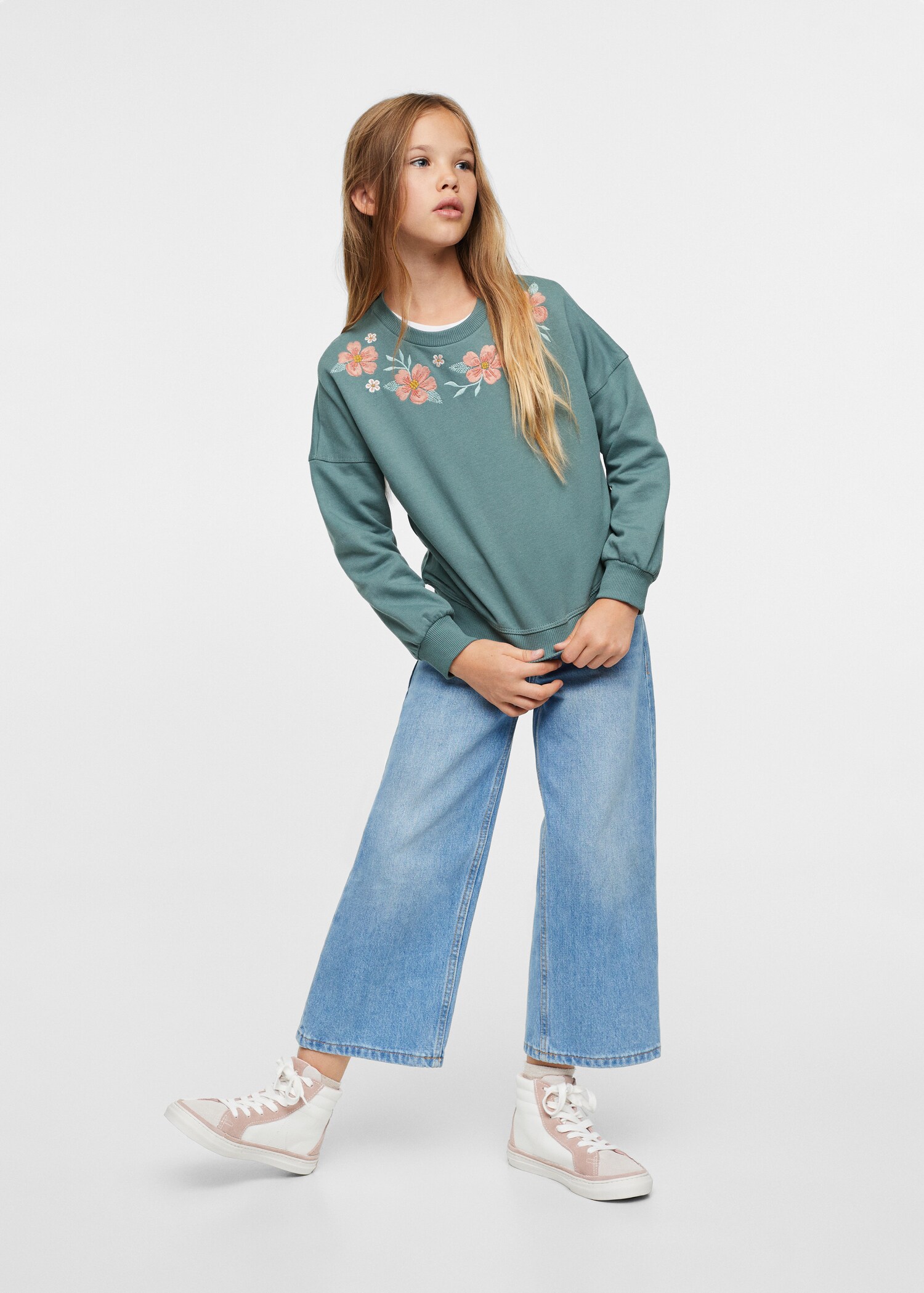 Floral embroidered sweatshirt - General plane