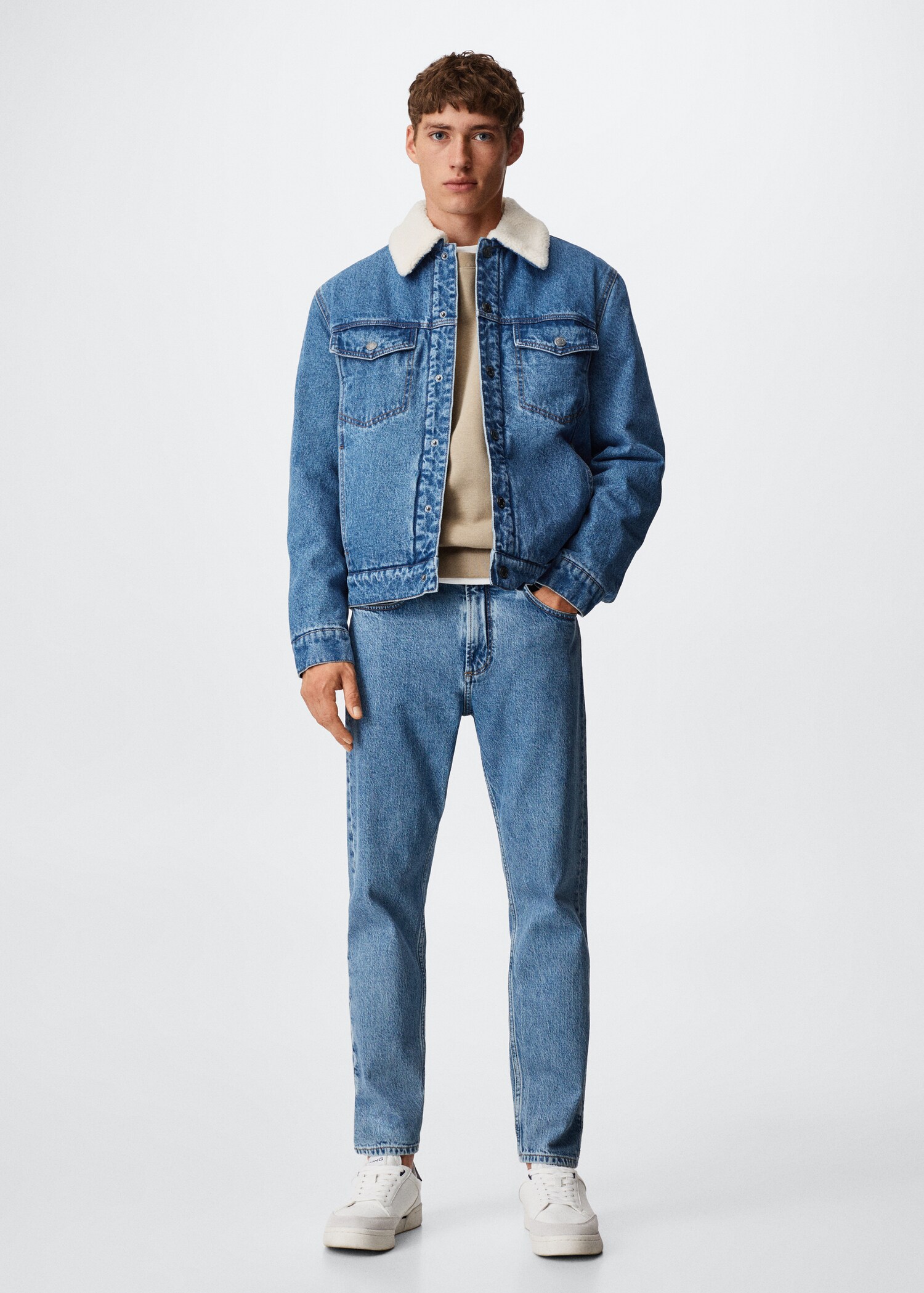 Shearling denim jacket - General plane