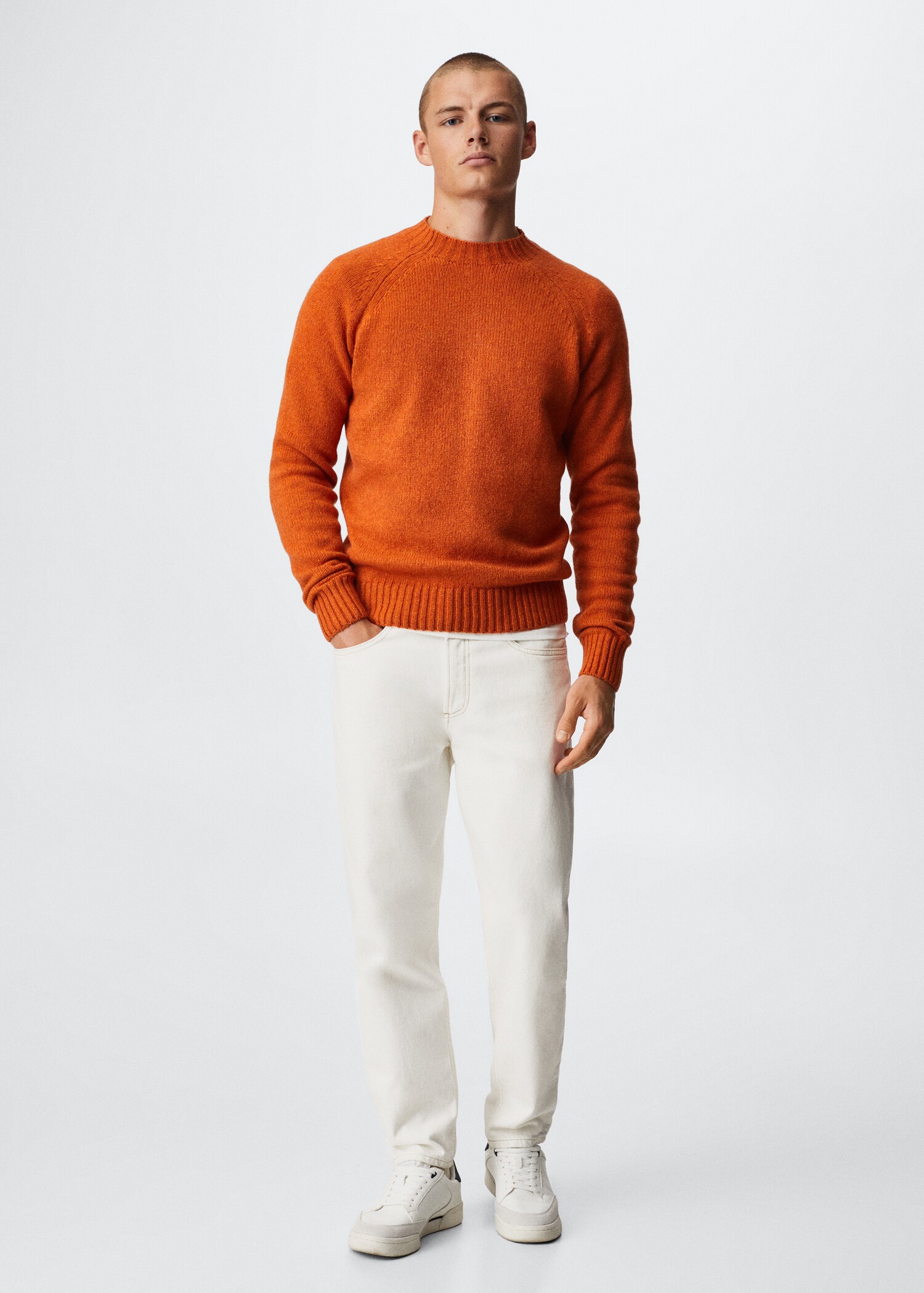 Rounded neck wool sweater - General plane