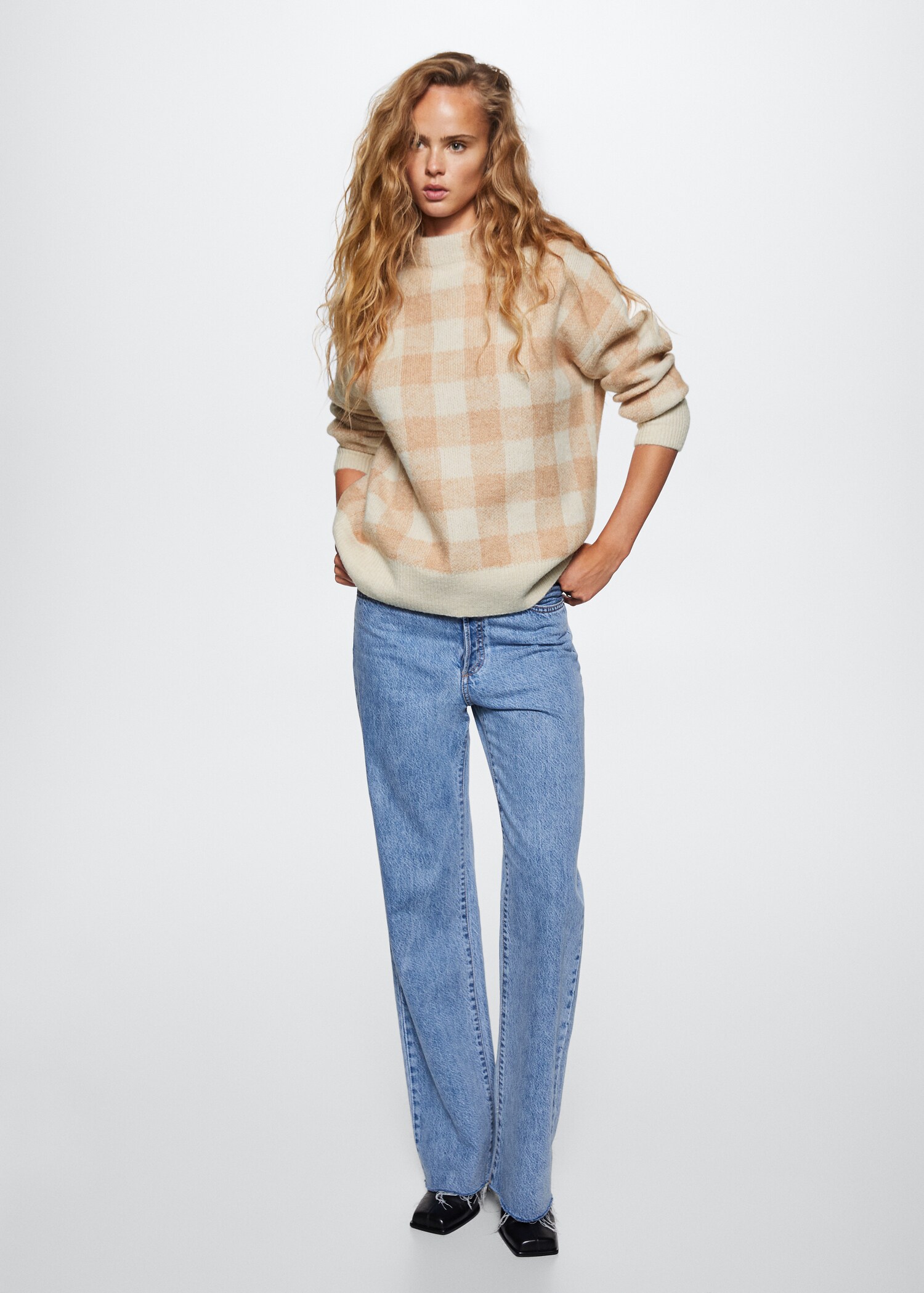 Perkins collar check sweater - General plane