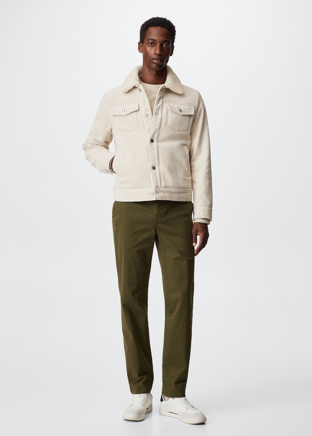 Corduroy jacket with shearling collar Men MANGO Iran