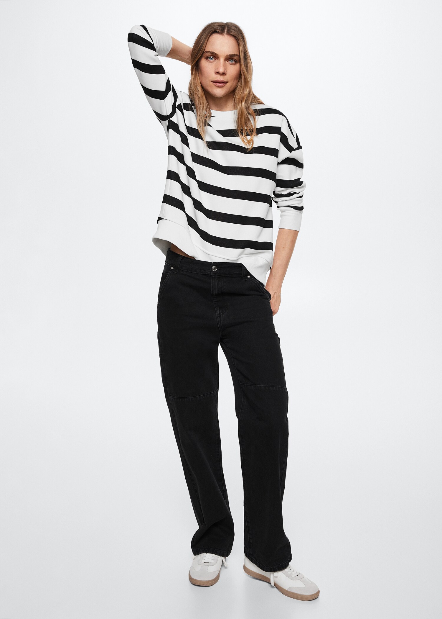 Striped cotton-blend sweatshirt - General plane