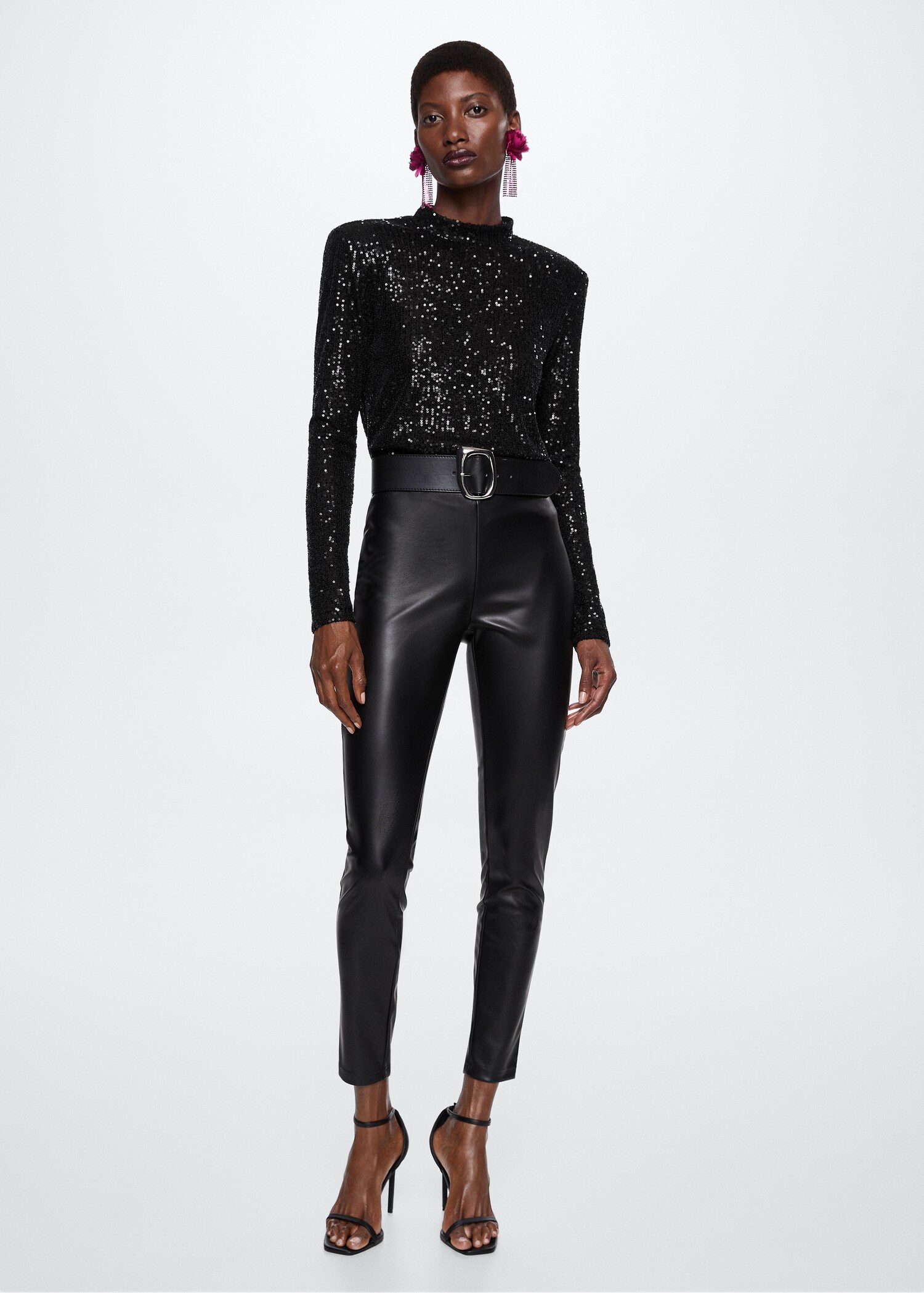 Sequined turtleneck t-shirt  - General plane
