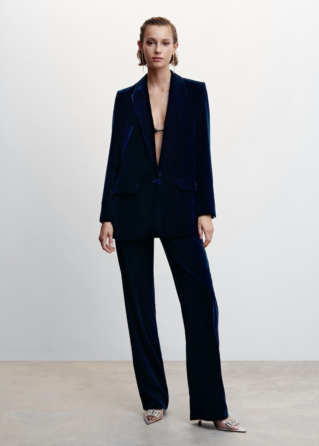 Mango velvet suit blazer discount