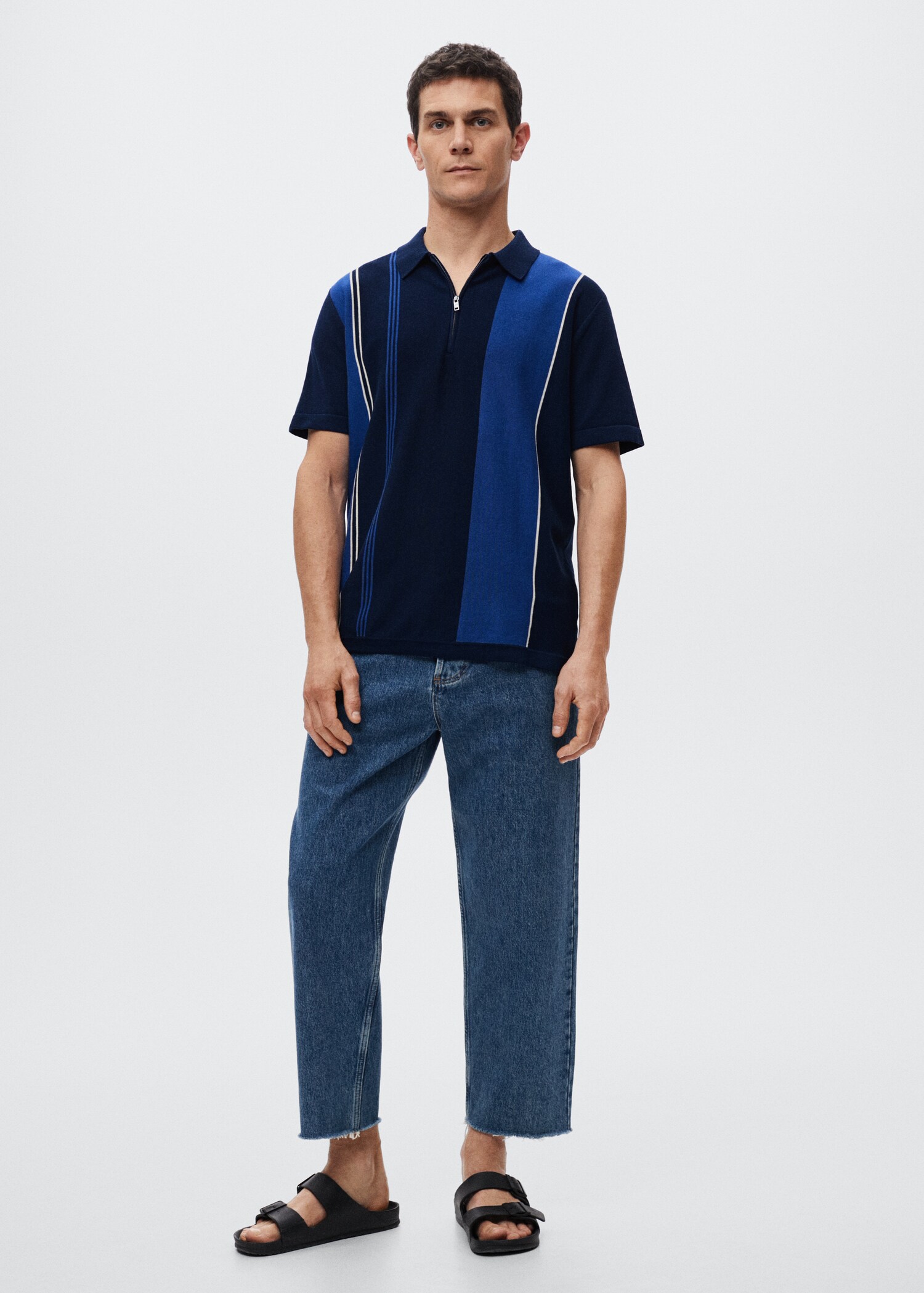 Knitted polo shirt with zip - General plane