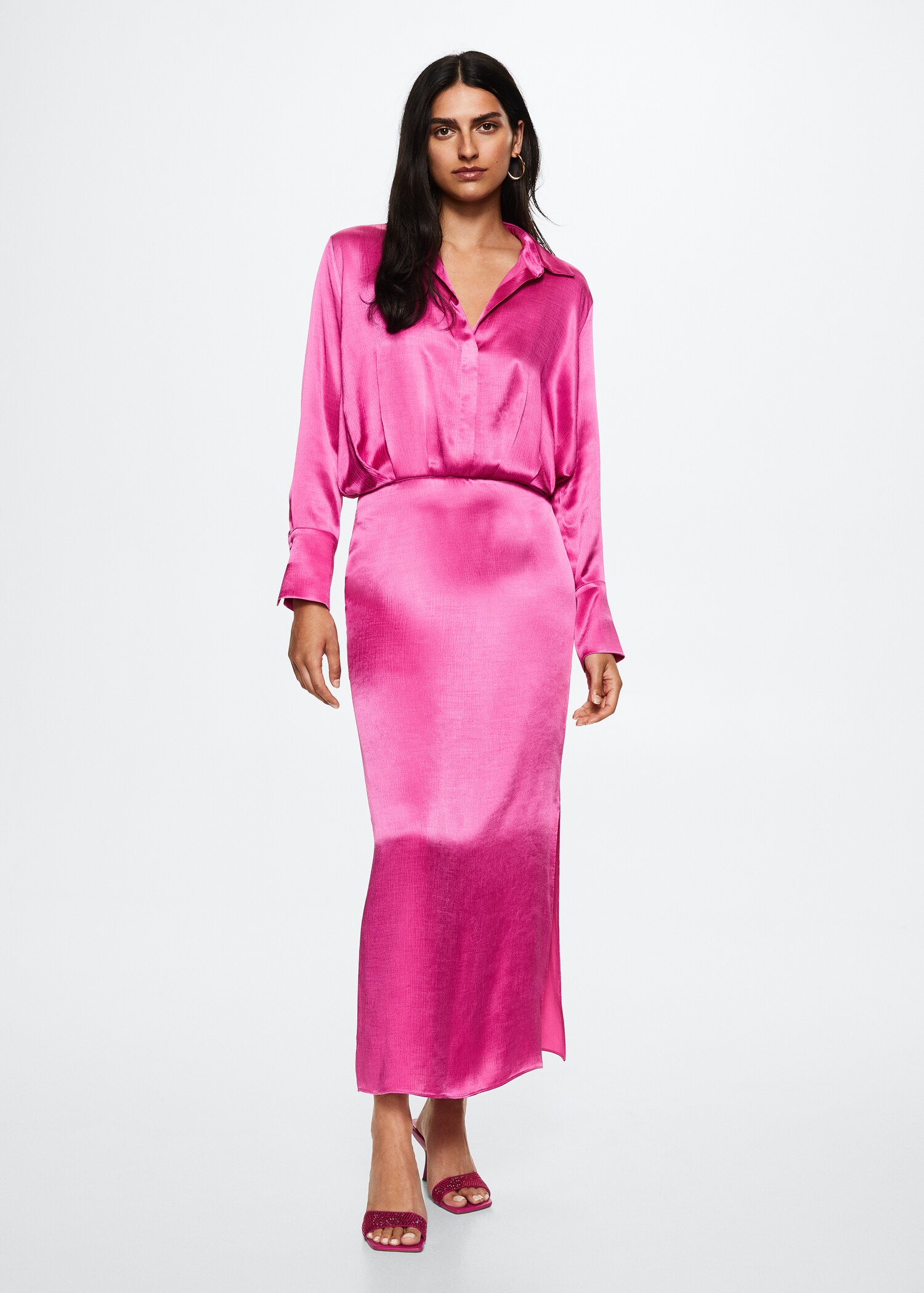 Satin shirt dress - General plane