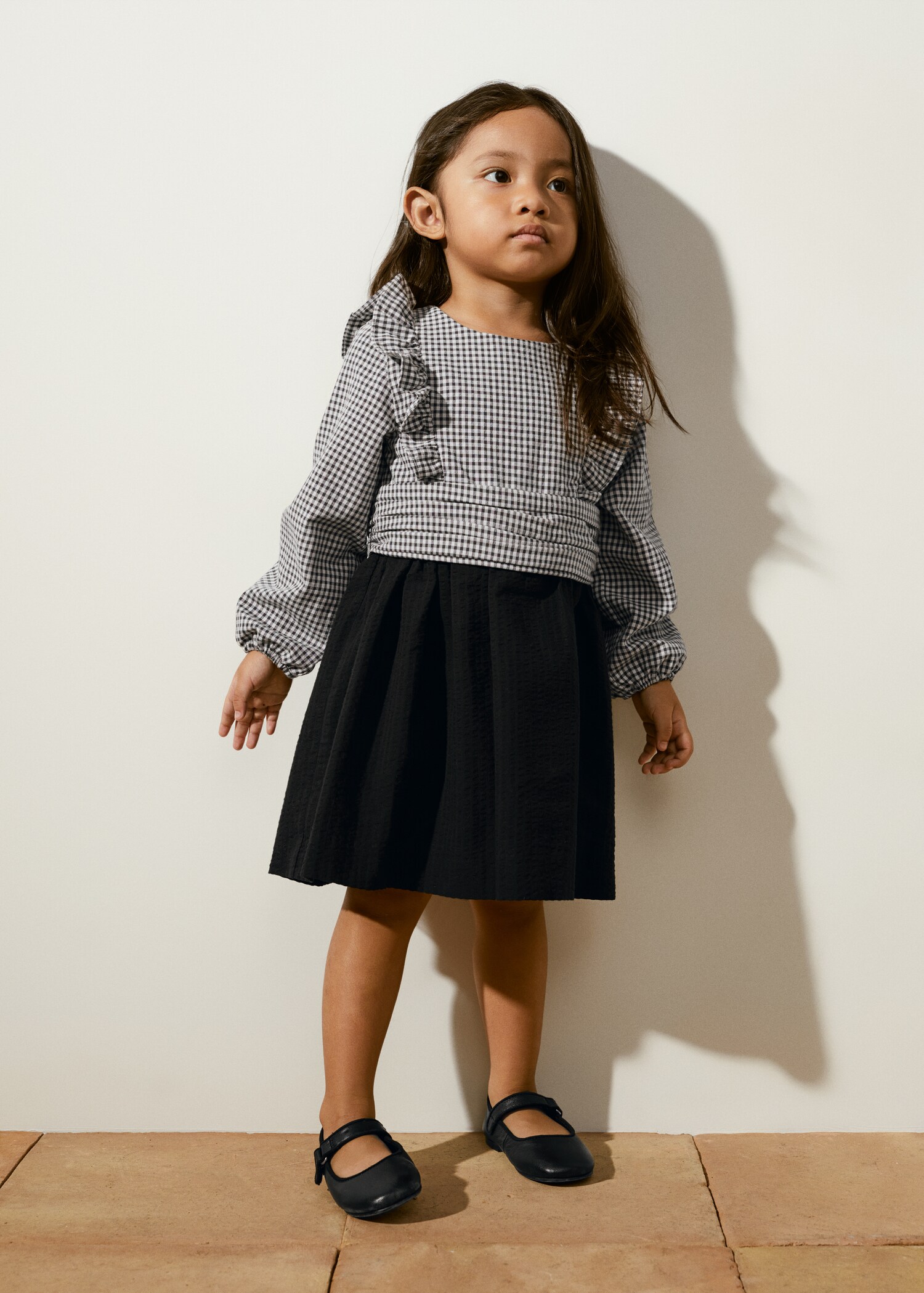 Gingham check cottoned dress - General plane