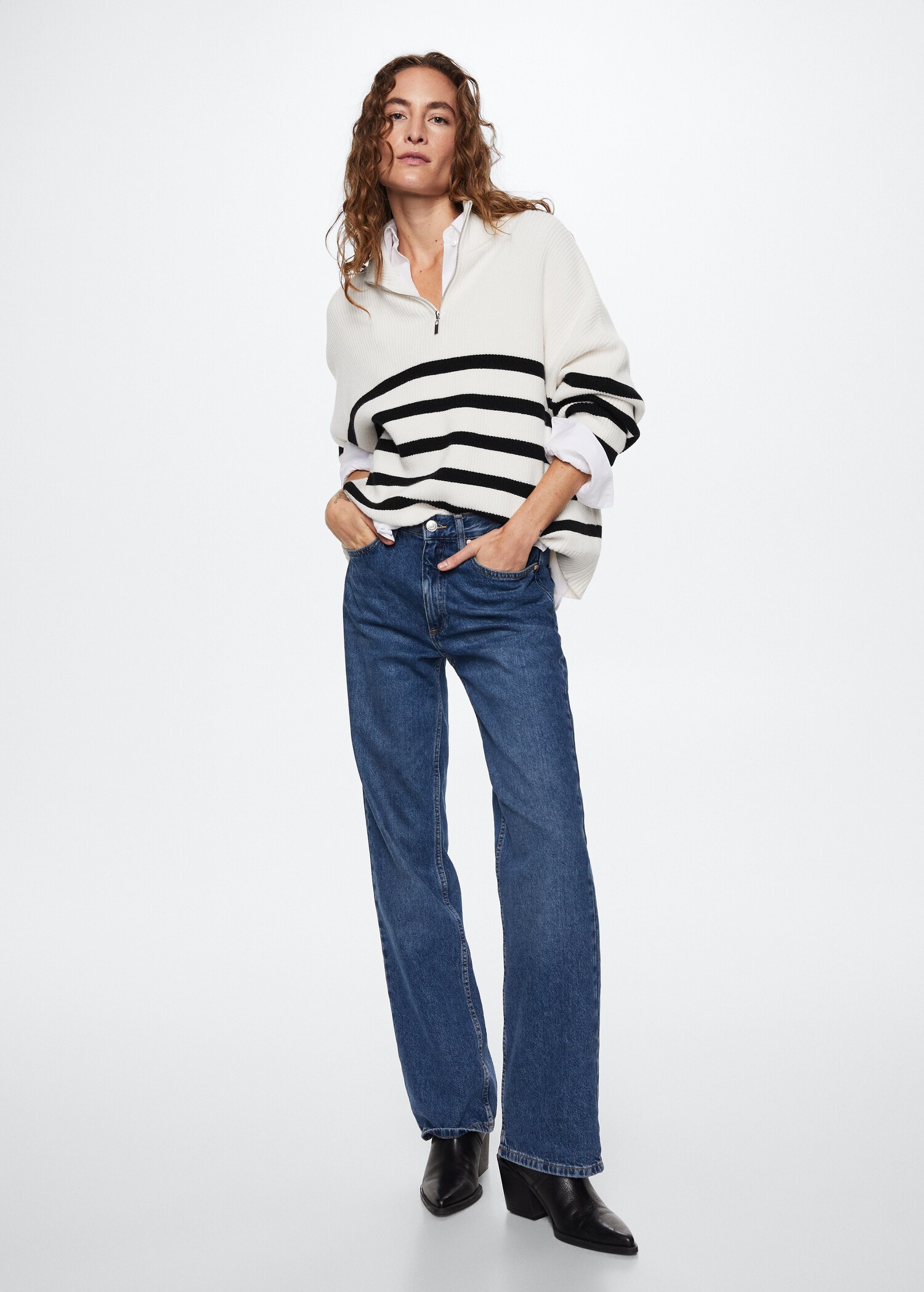 Striped sweater with zip - General plane