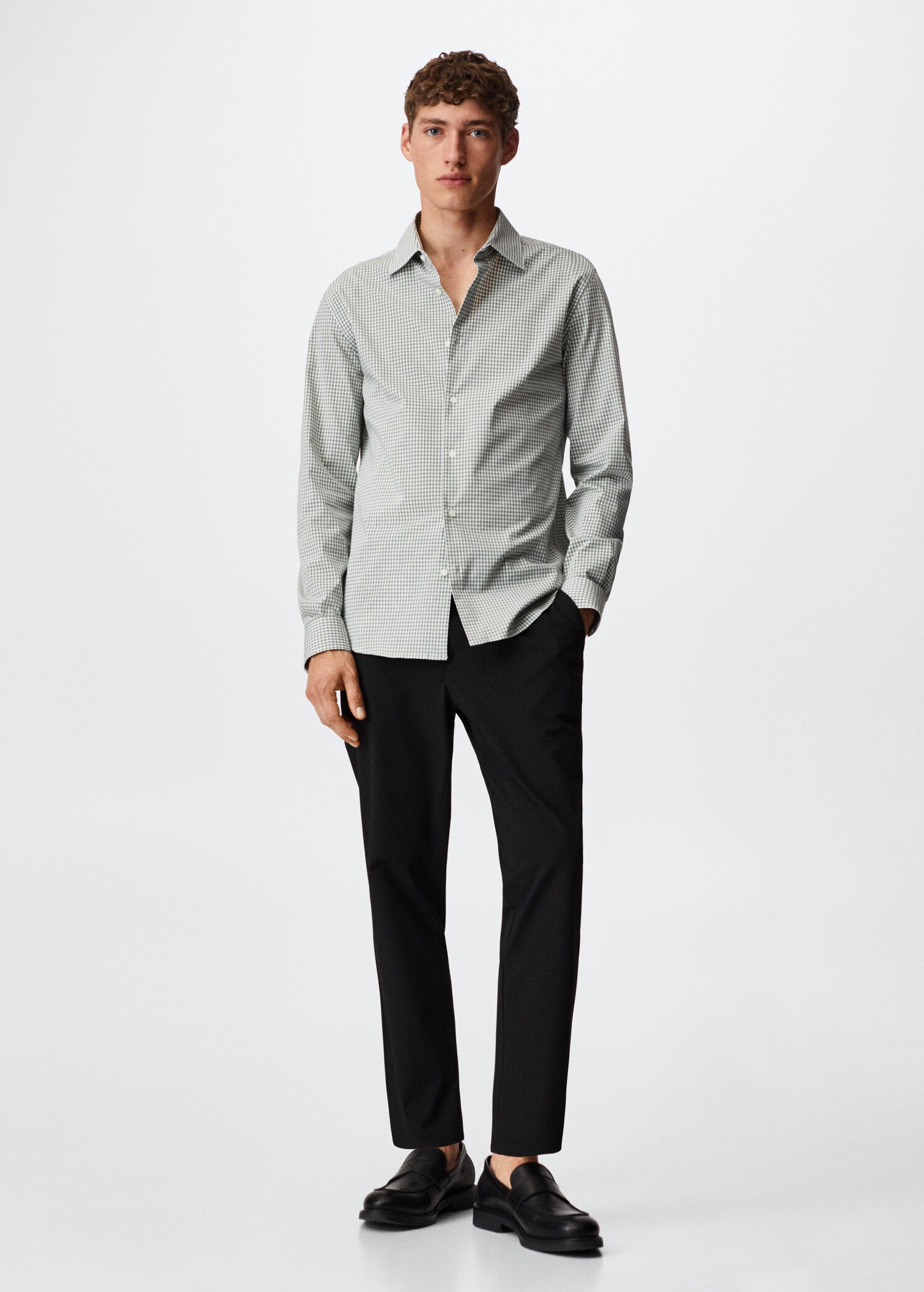 Slim fit gingham check shirt - General plane