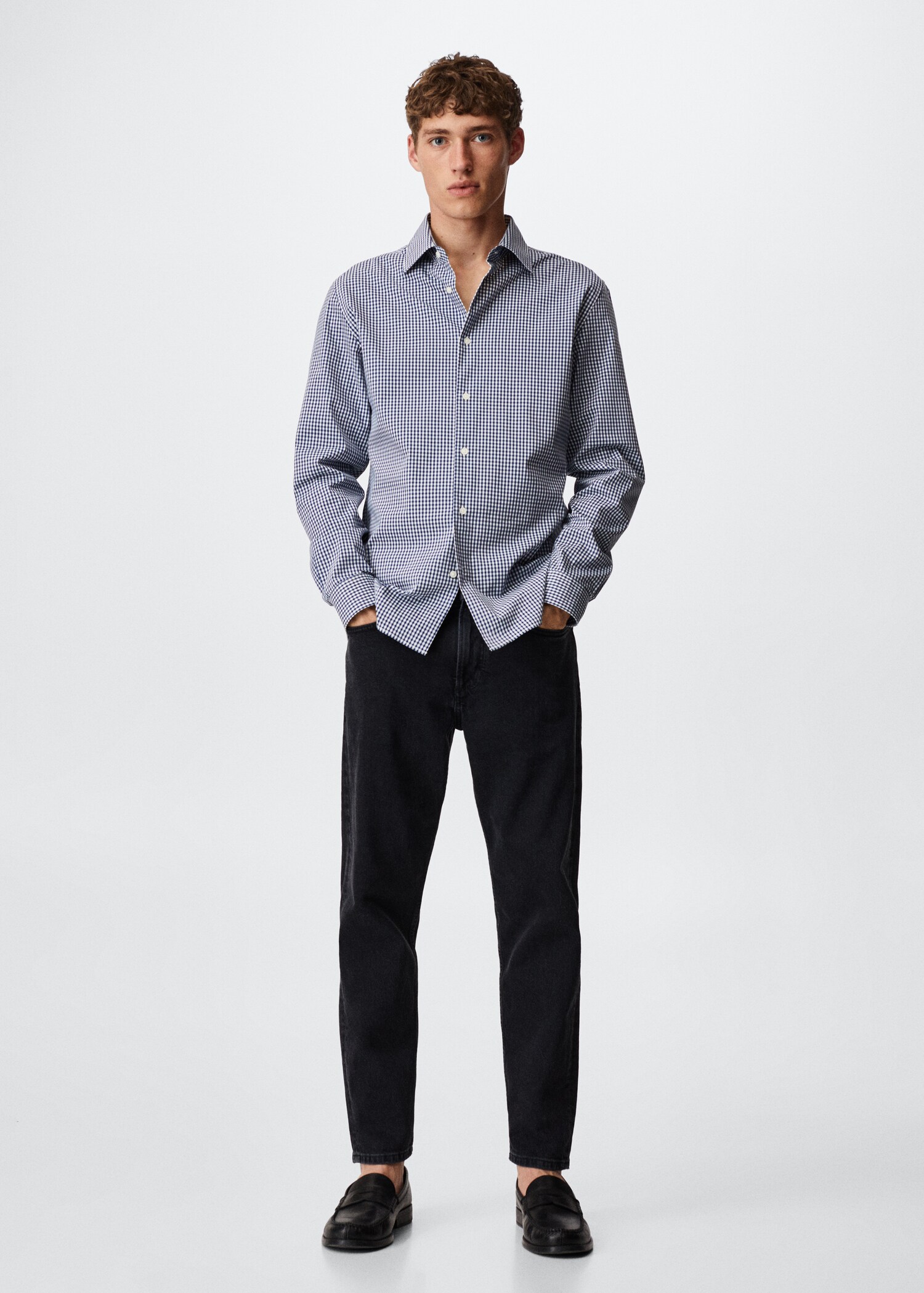 Slim fit gingham check shirt - General plane