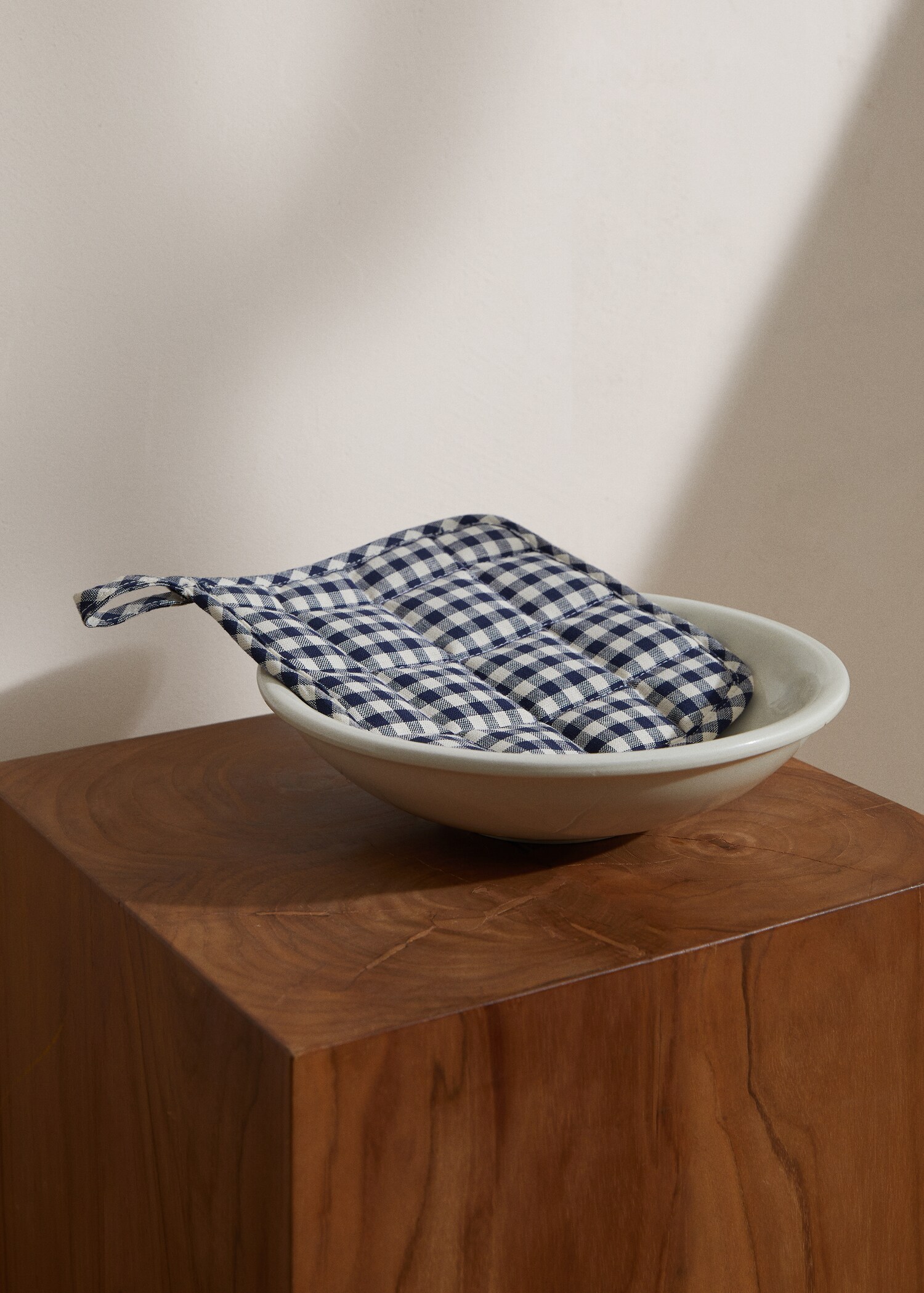 Cotton gingham check mitten - General plane