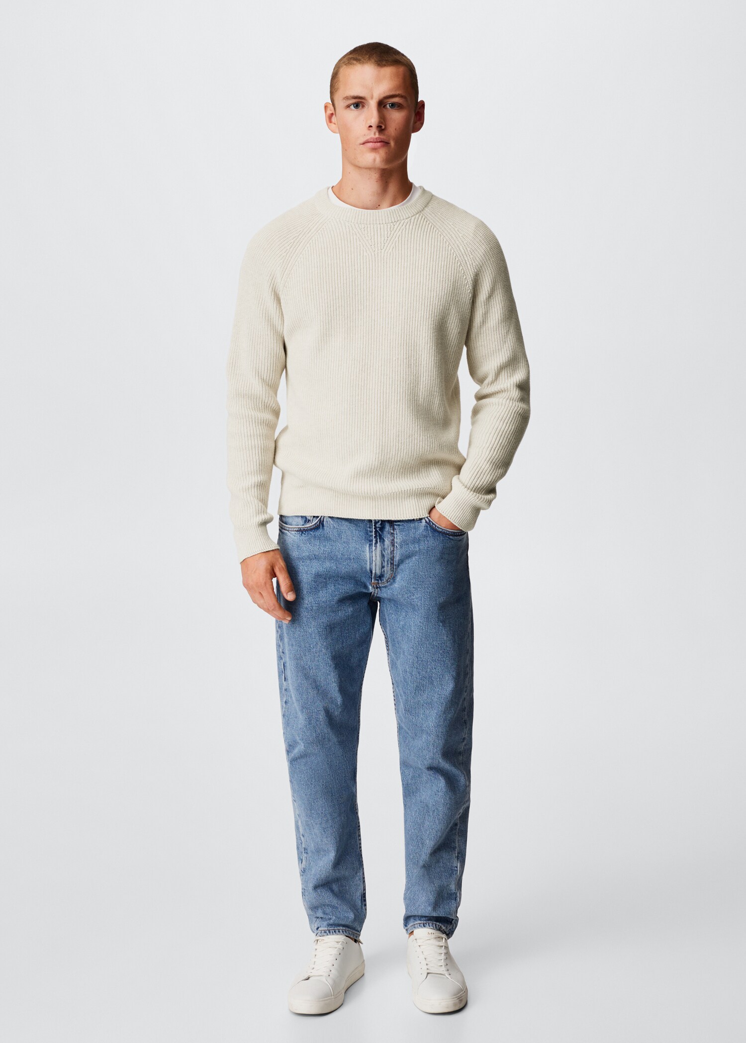 Flecked cotton-blend sweater - General plane