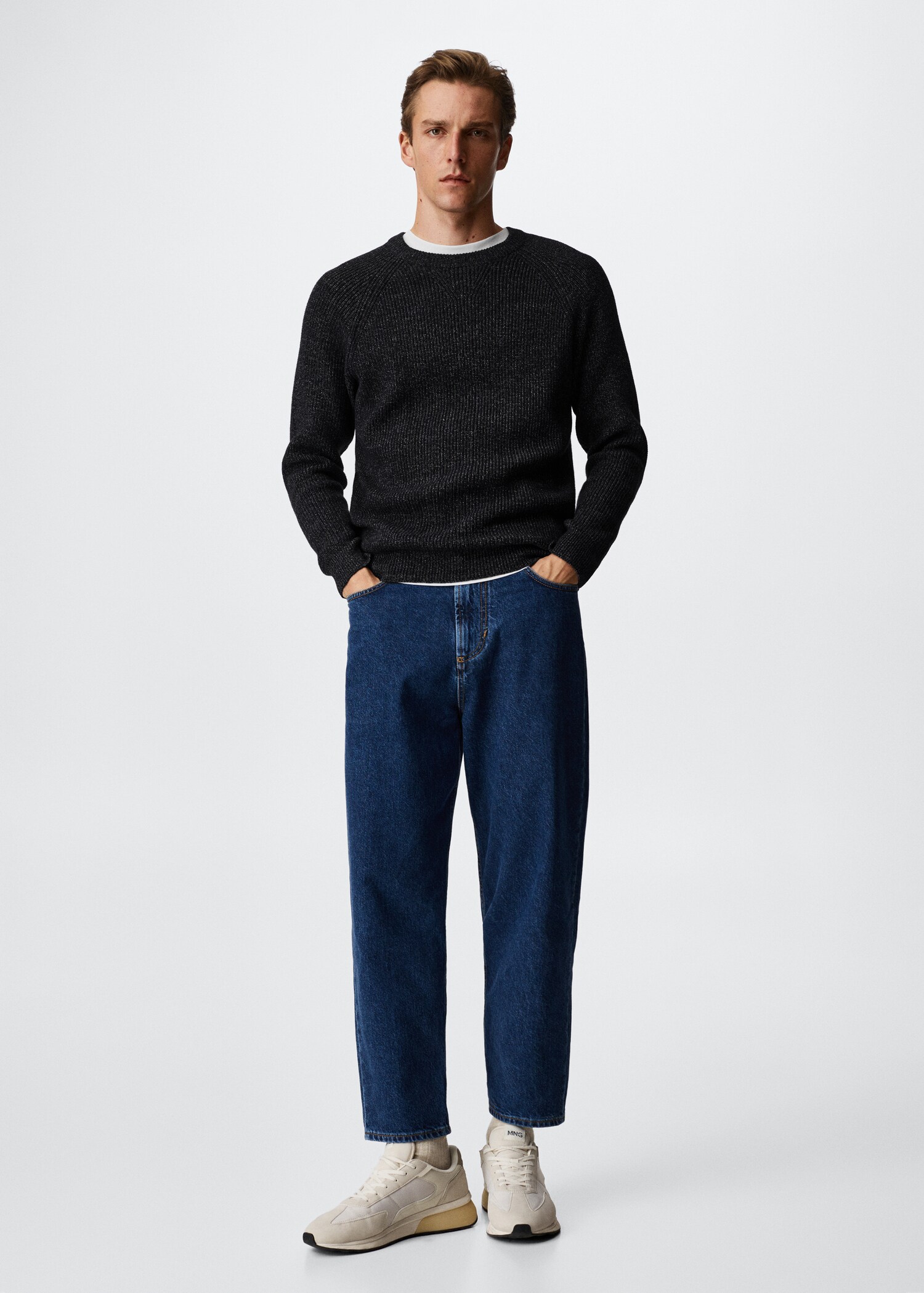 Flecked cotton-blend sweater - General plane