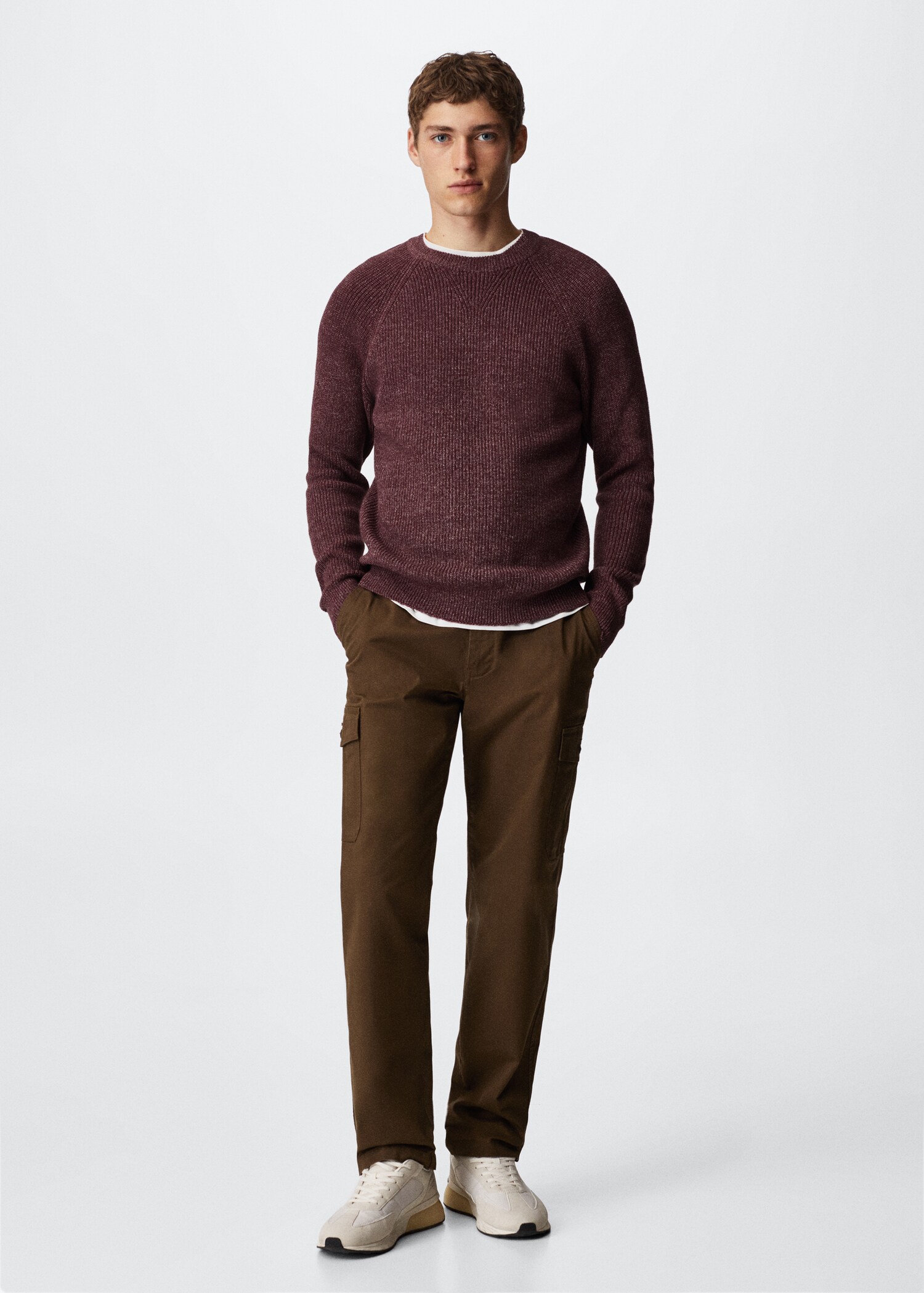 Flecked cotton-blend sweater - General plane