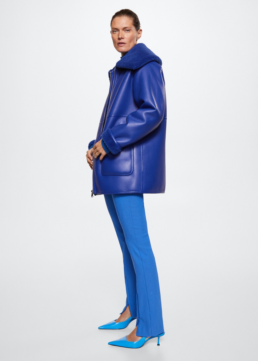 Mango faux shearling lined coat outlet