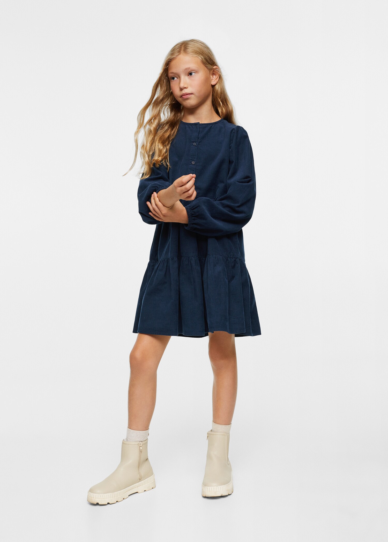Ruffled corduroy dress - General plane
