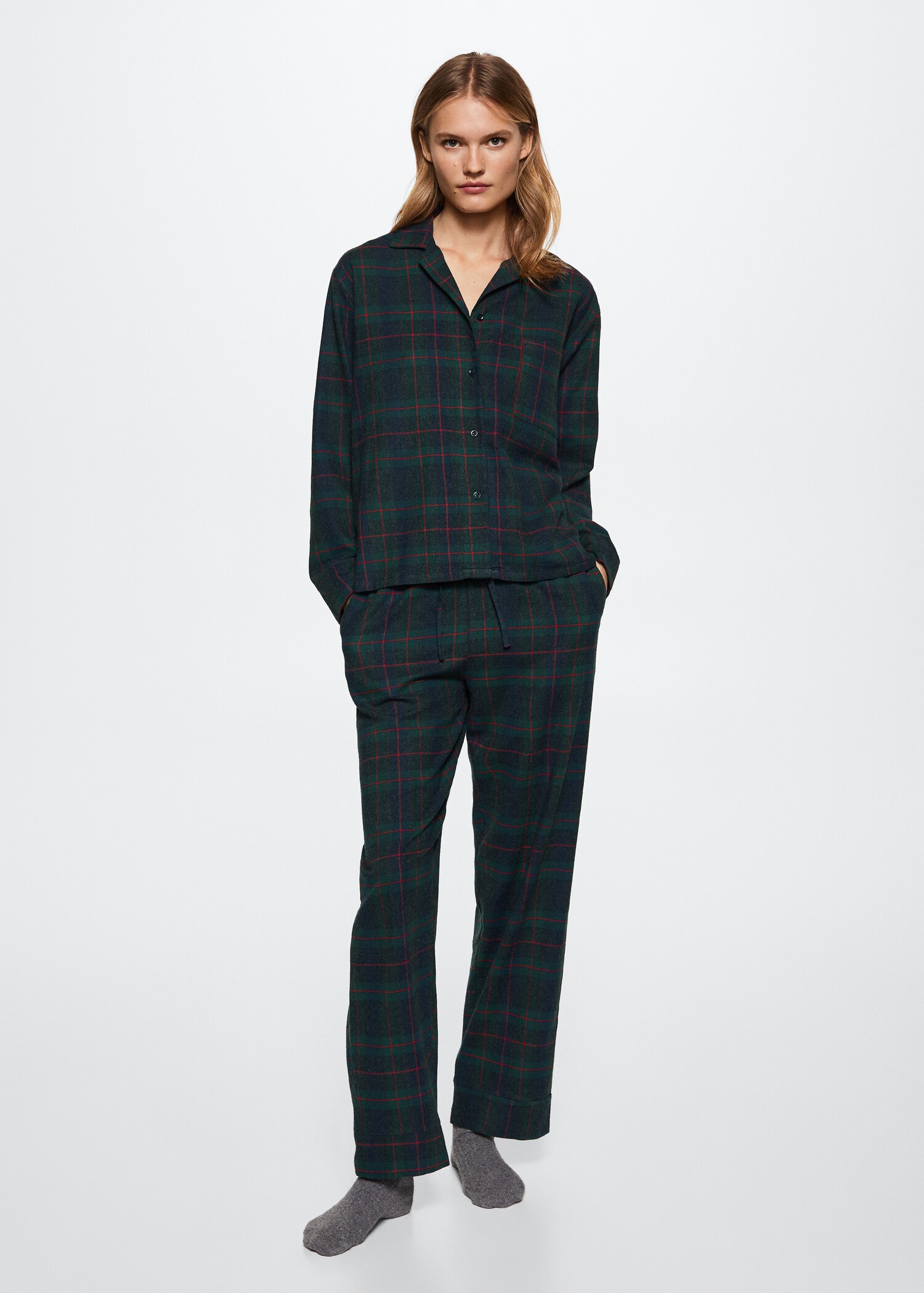 Check flannel pyjama shirt - General plane