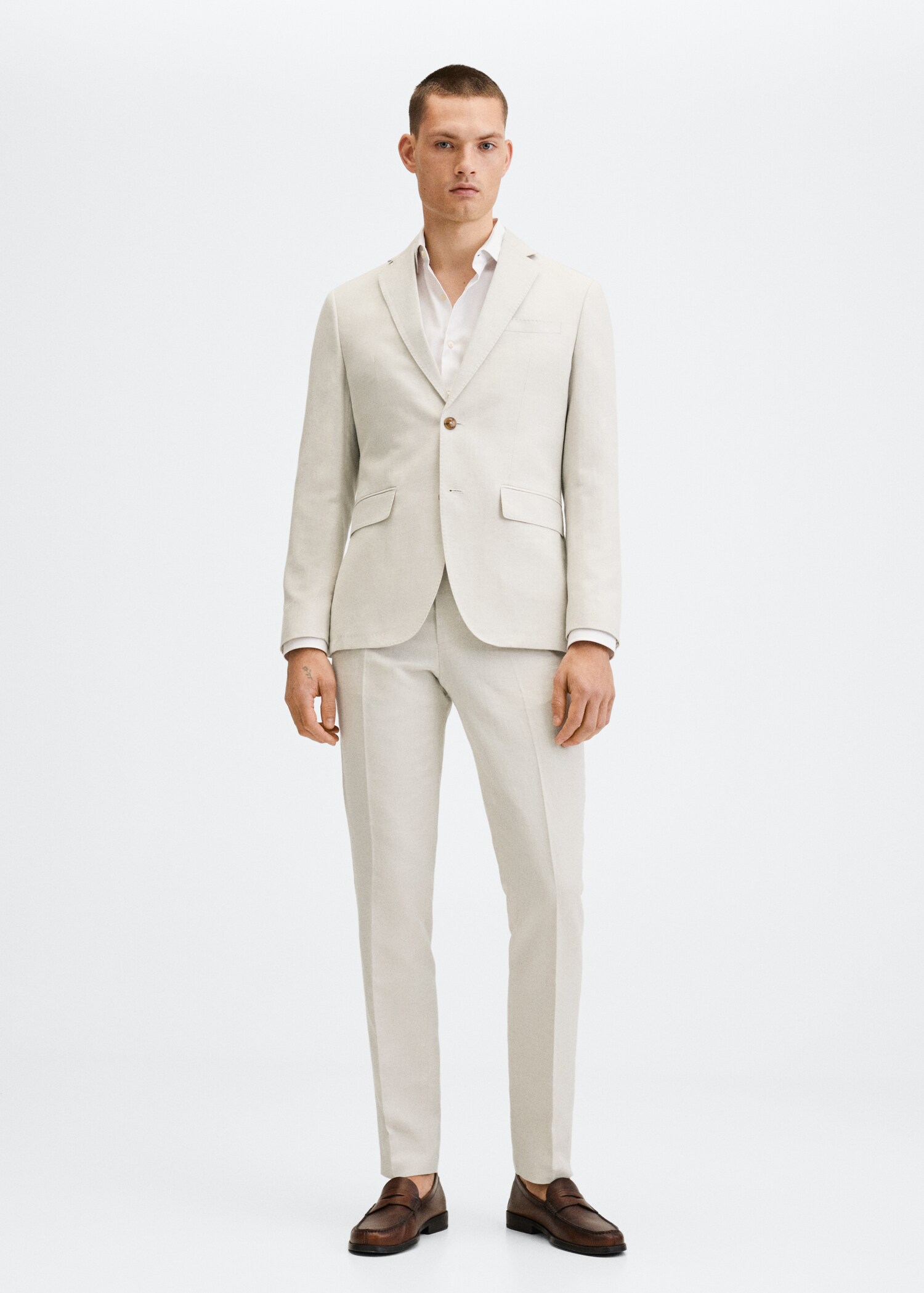 Slim fit linen suit blazer - General plane