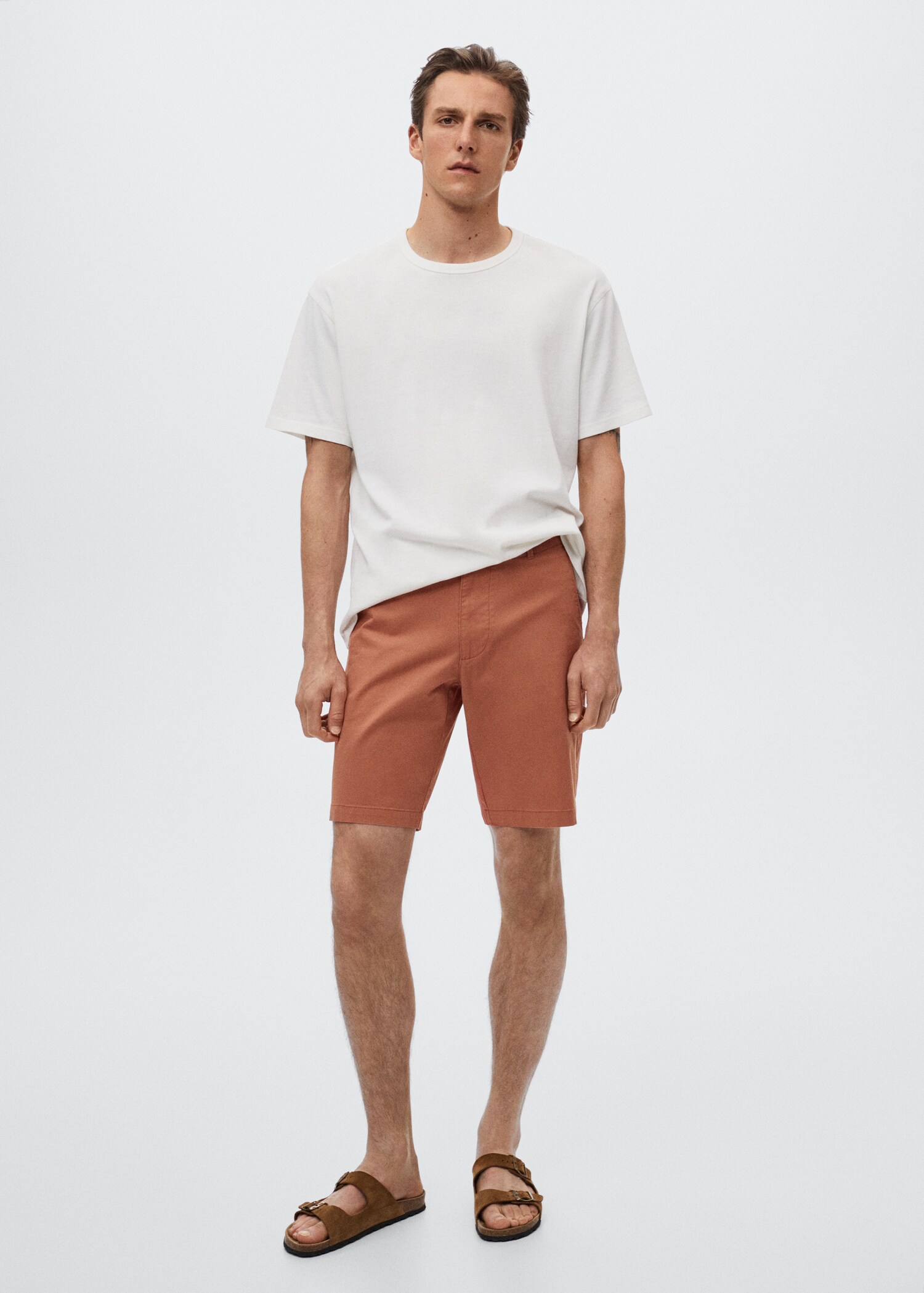 Slim-fit chino cotton bermuda shorts - General plane