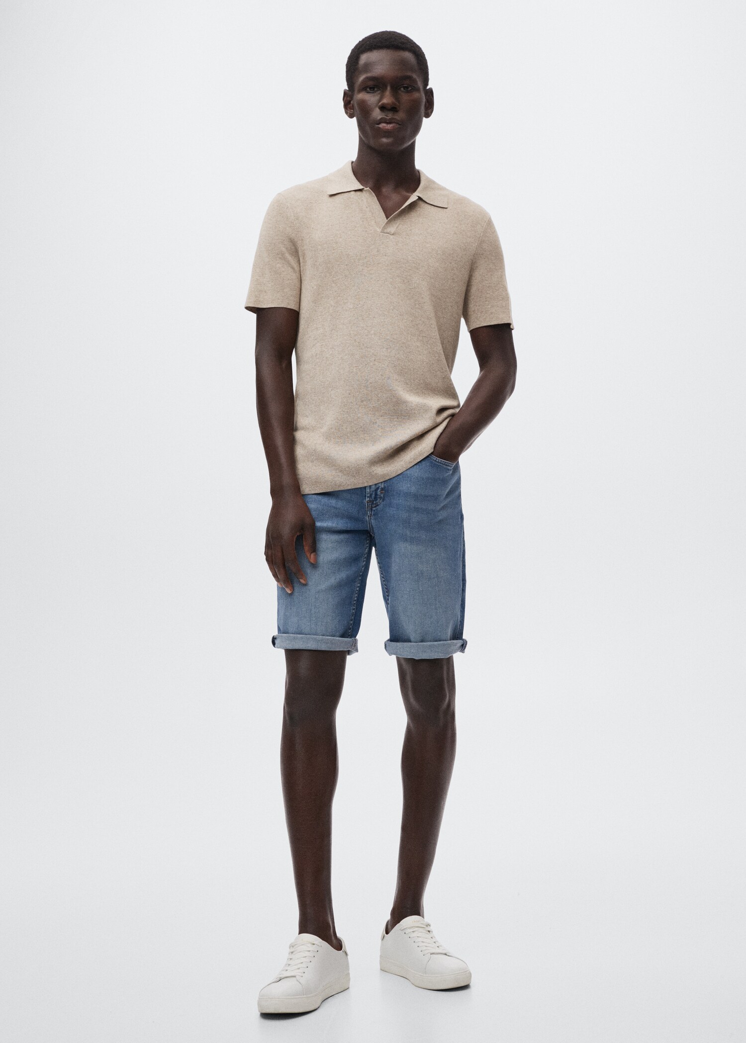 Calções de ganga slim fit - Plano geral